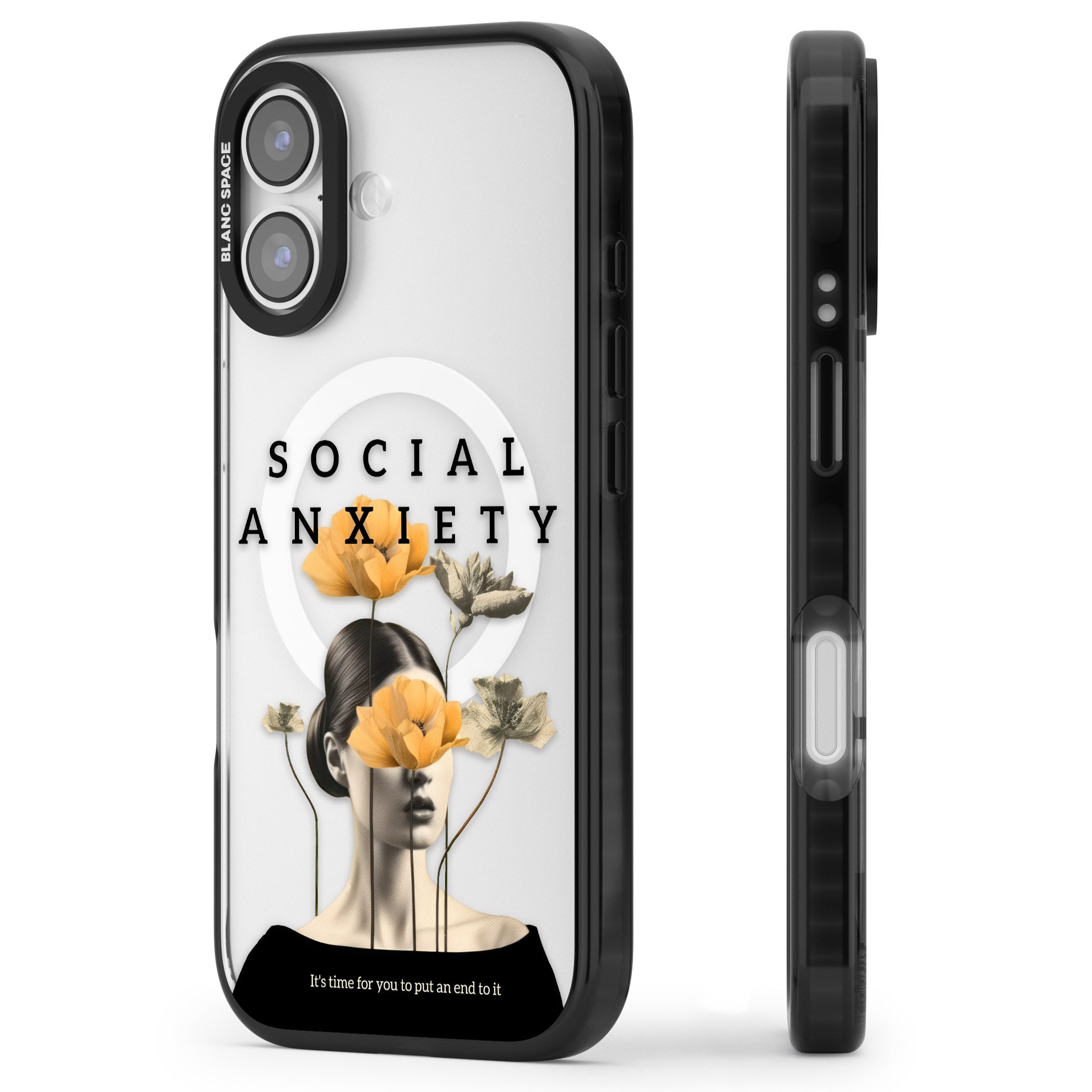 Social Anxiety iPhone 17 Impact Pro Black Phone Case Side Profile