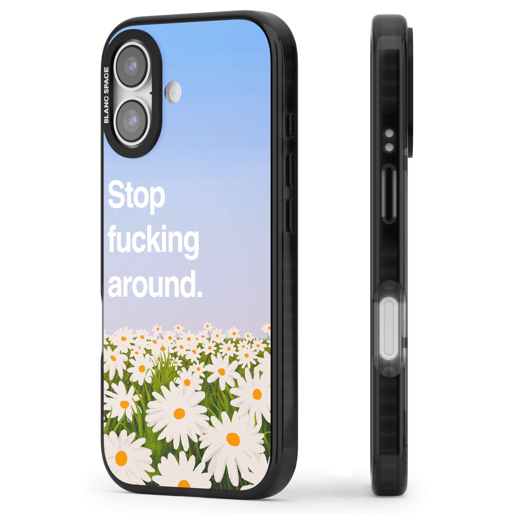 Stop F*Cking Around iPhone 17 Impact Pro Black Phone Case Side Profile