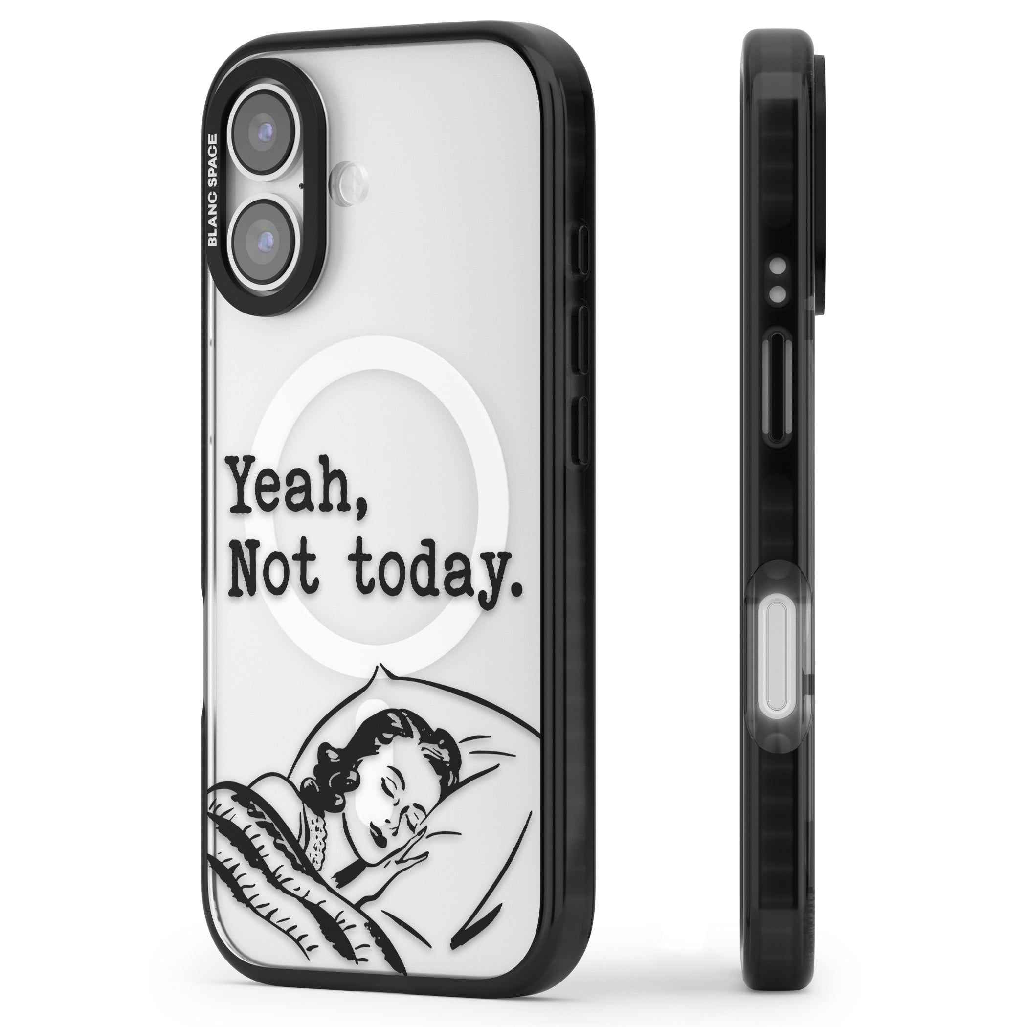Yeah, Not Today iPhone 17 Impact Pro Black Phone Case Side Profile