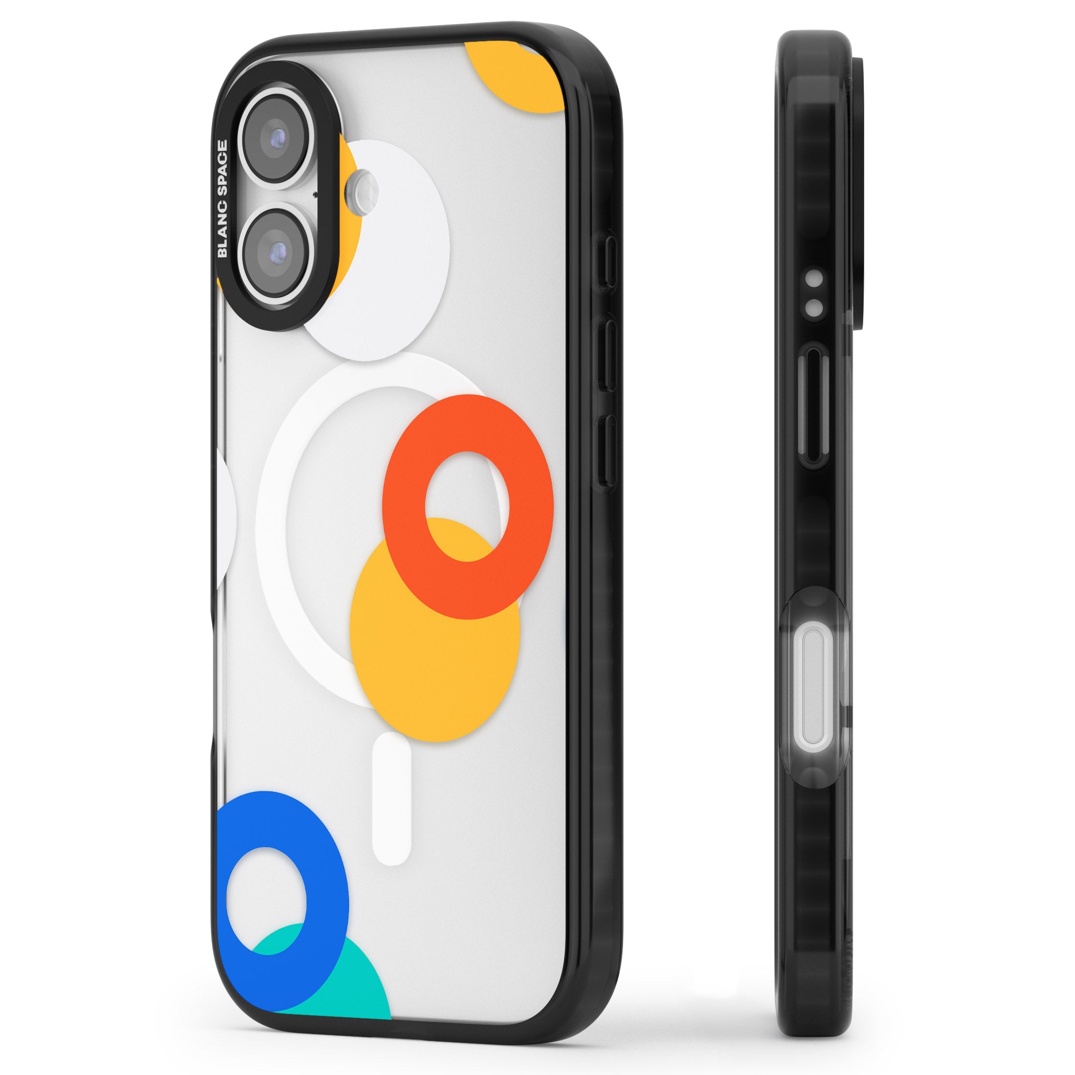 Abstract Mixed Circles iPhone 17 Impact Pro Black Phone Case Side Profile