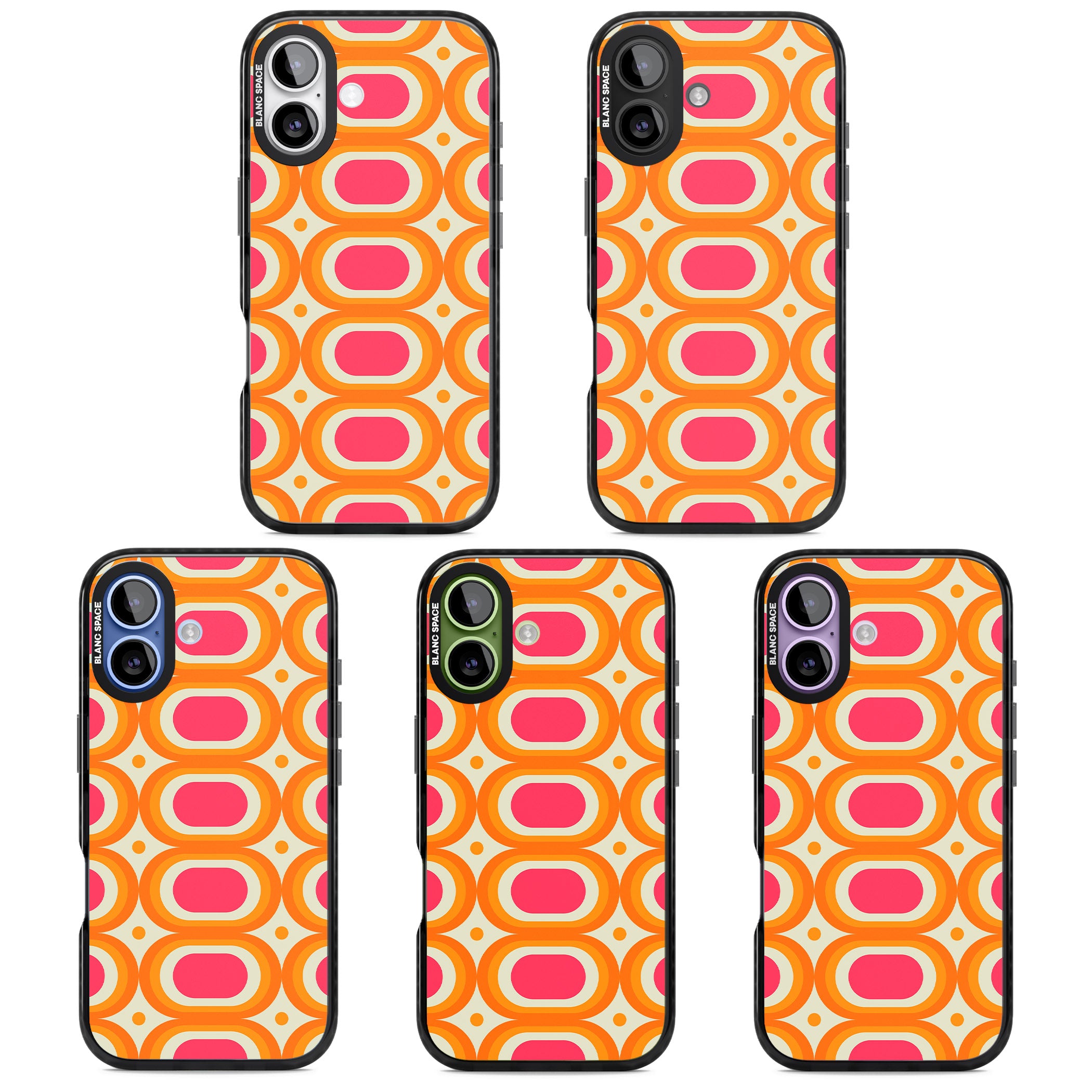 Groovy 60S Shape Pattern iPhone 17 Impact Pro Black Phone Case APT Impact Protection