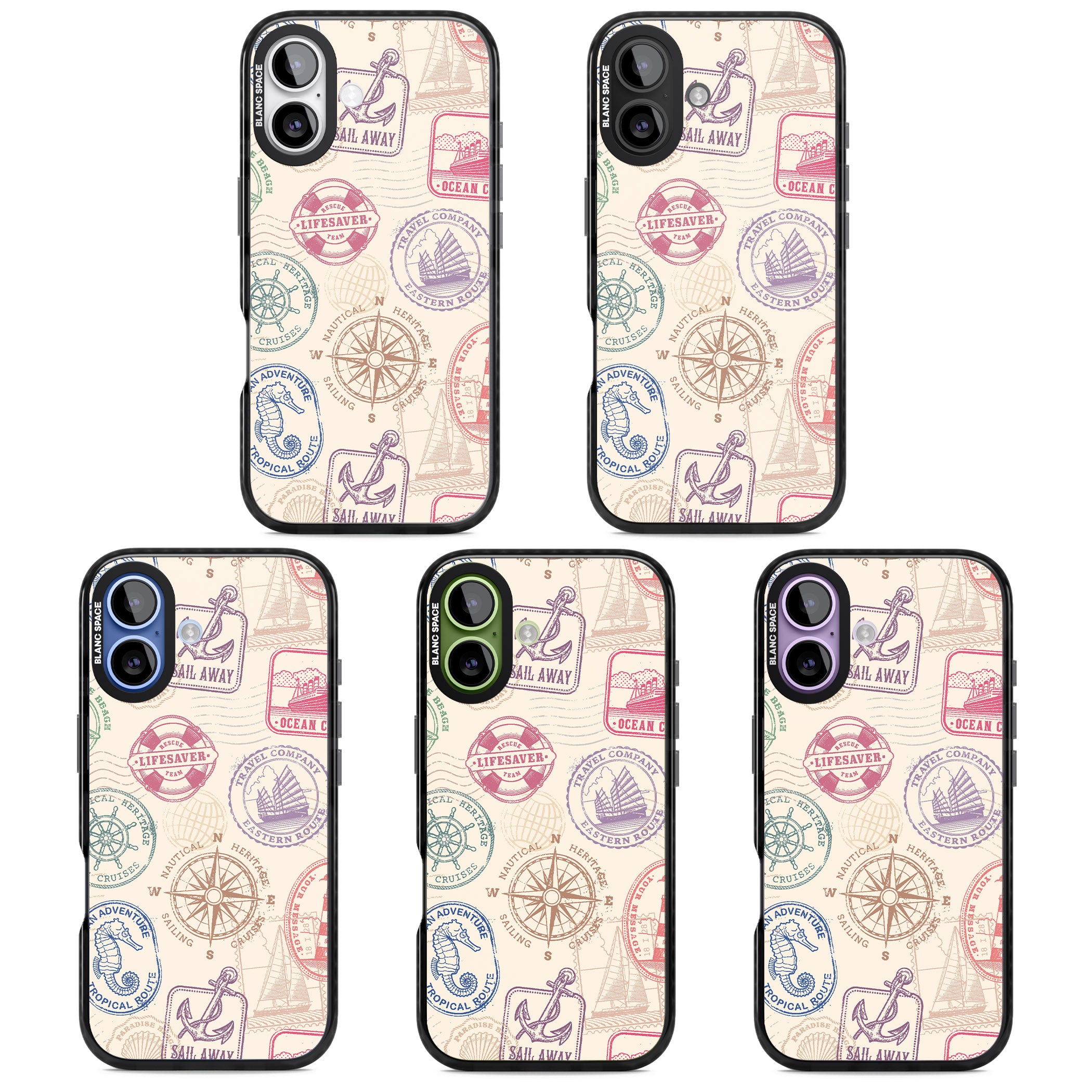 Nautical Stamps iPhone 17 Impact Pro Black Phone Case APT Impact Protection