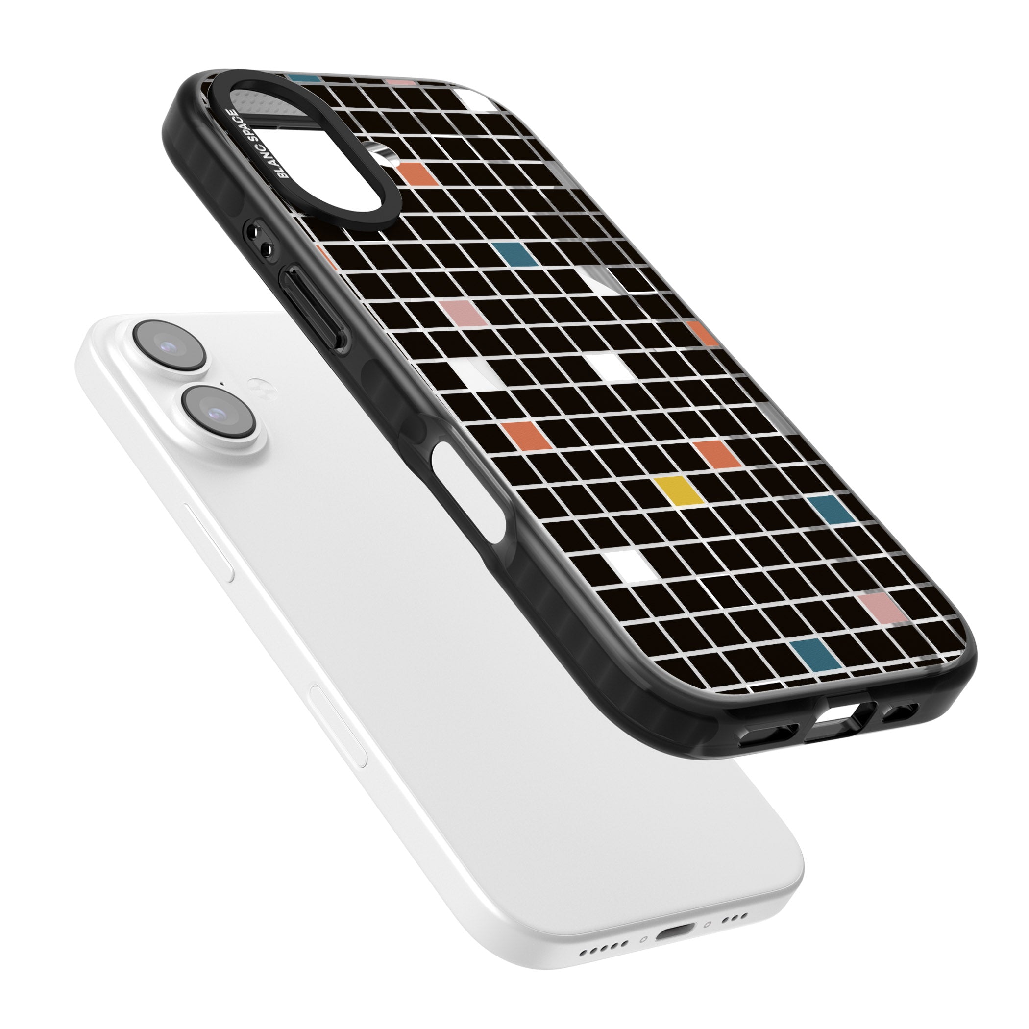 Earthtone Black Geometric Grid iPhone 17 Impact Pro Black Phone Case Colours