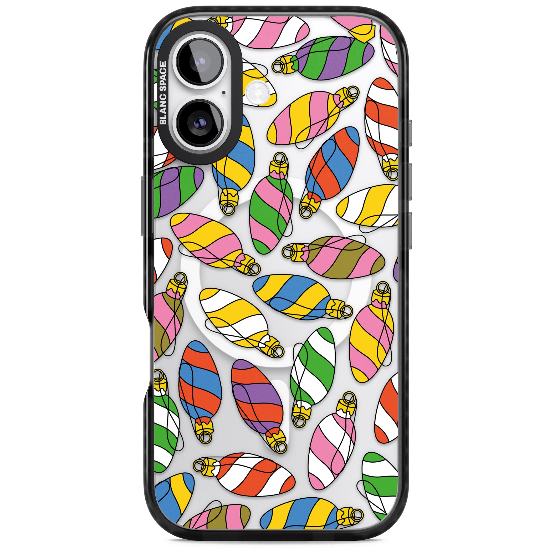 Colourful Holiday Ornaments iPhone 17 Impact Pro Black Phone Case