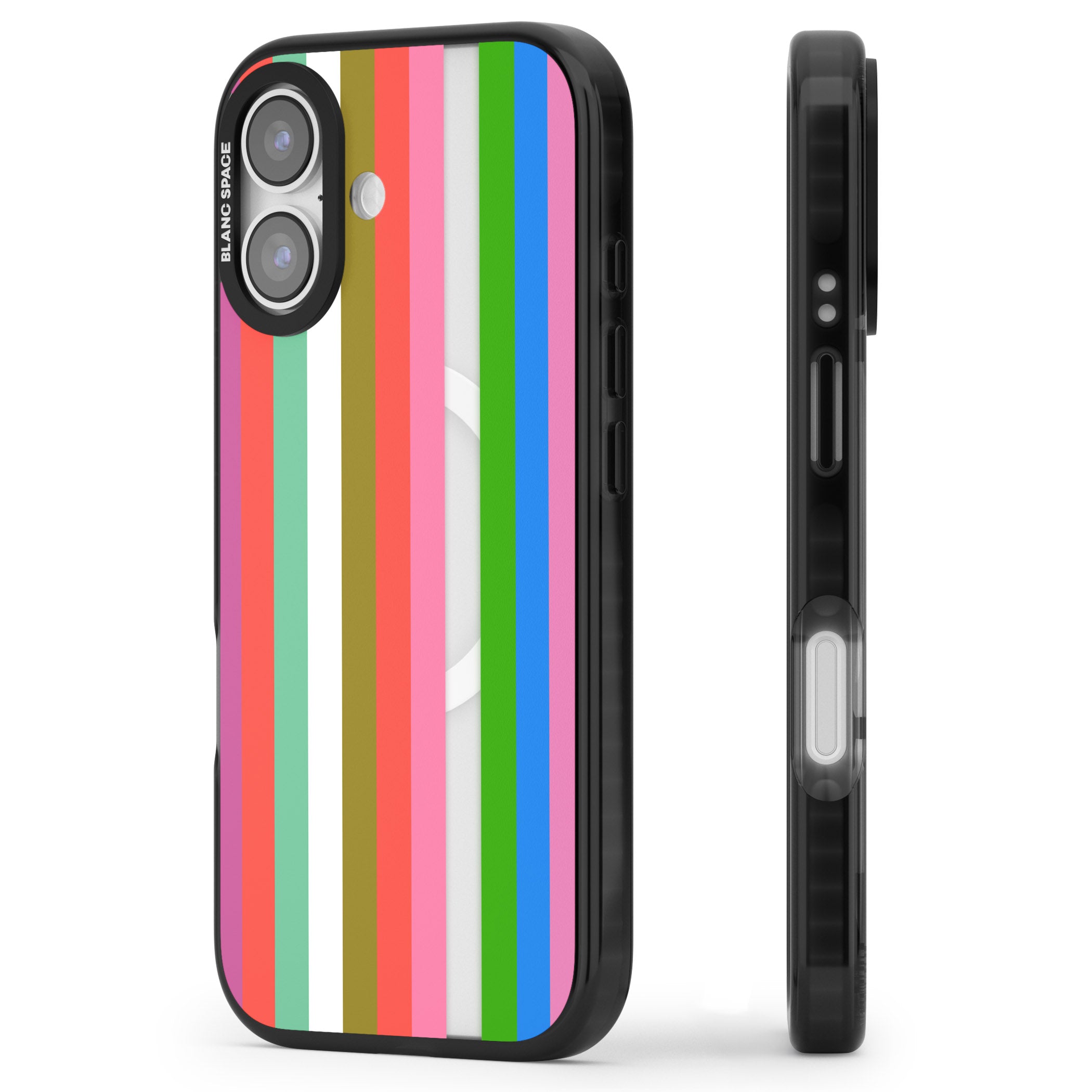 Vibrant Stripes iPhone 17 Impact Pro Black Phone Case Side Profile