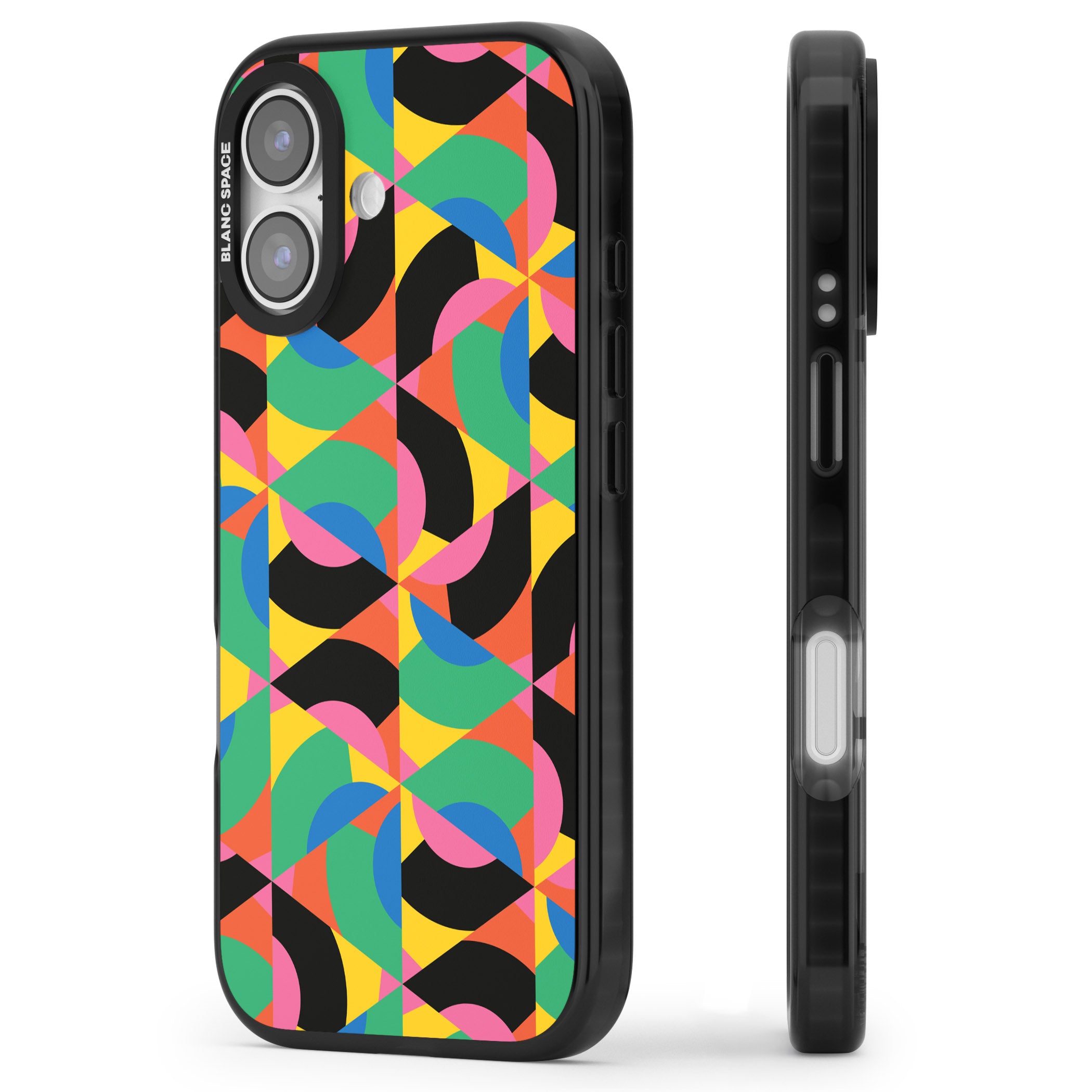 Abstract Carnival iPhone 17 Impact Pro Black Phone Case Side Profile