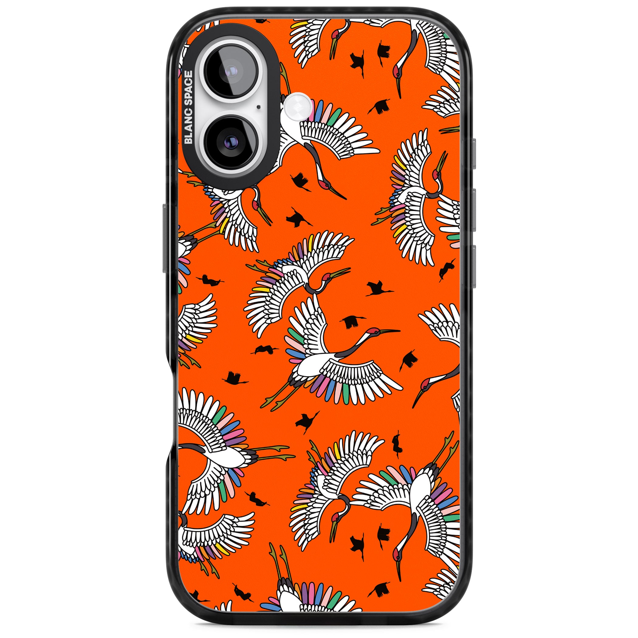 Colourful Crane Pattern (Orange) iPhone 17 Impact Pro Black Phone Case