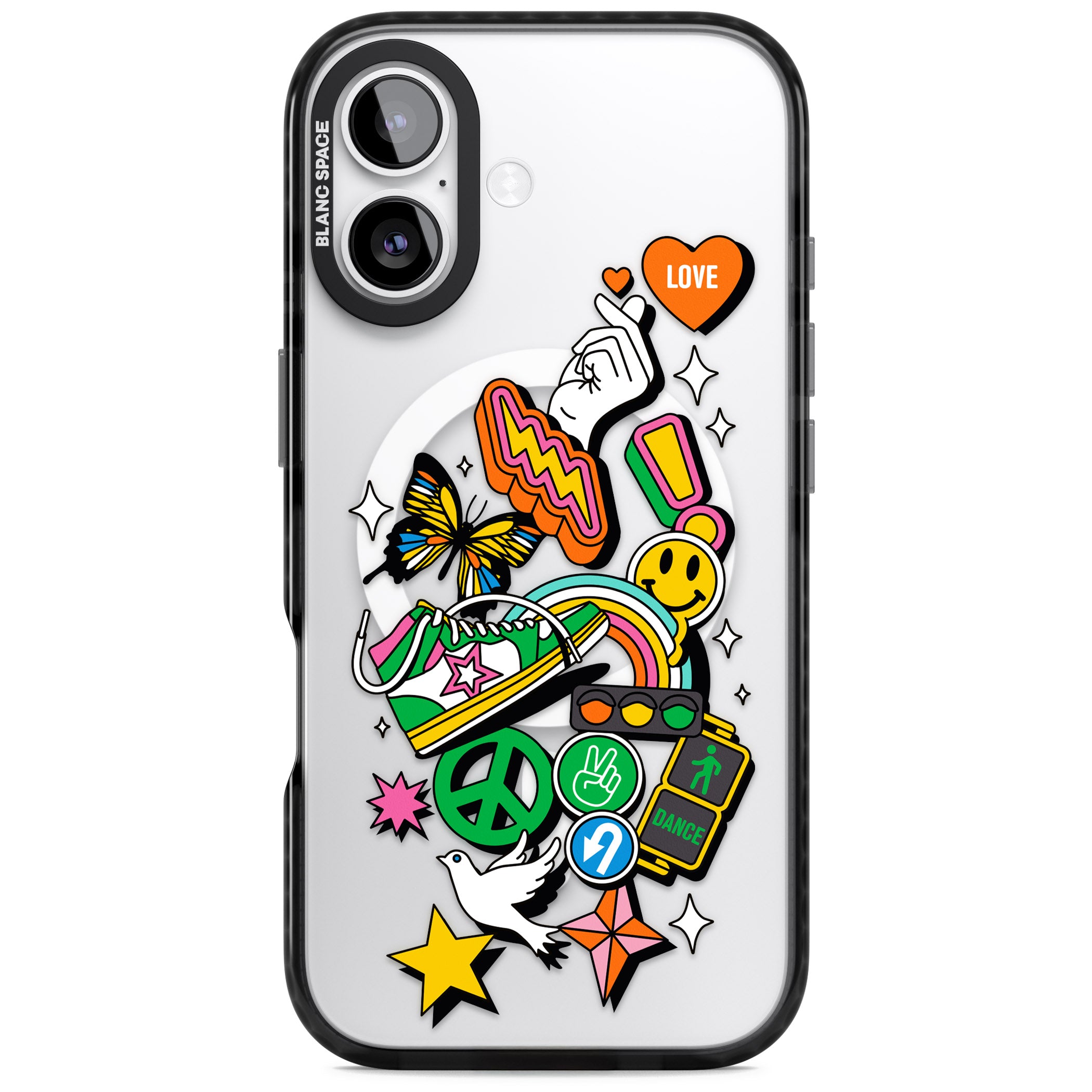 Nostalgic Sticker Collage iPhone 17 Impact Pro Black Phone Case