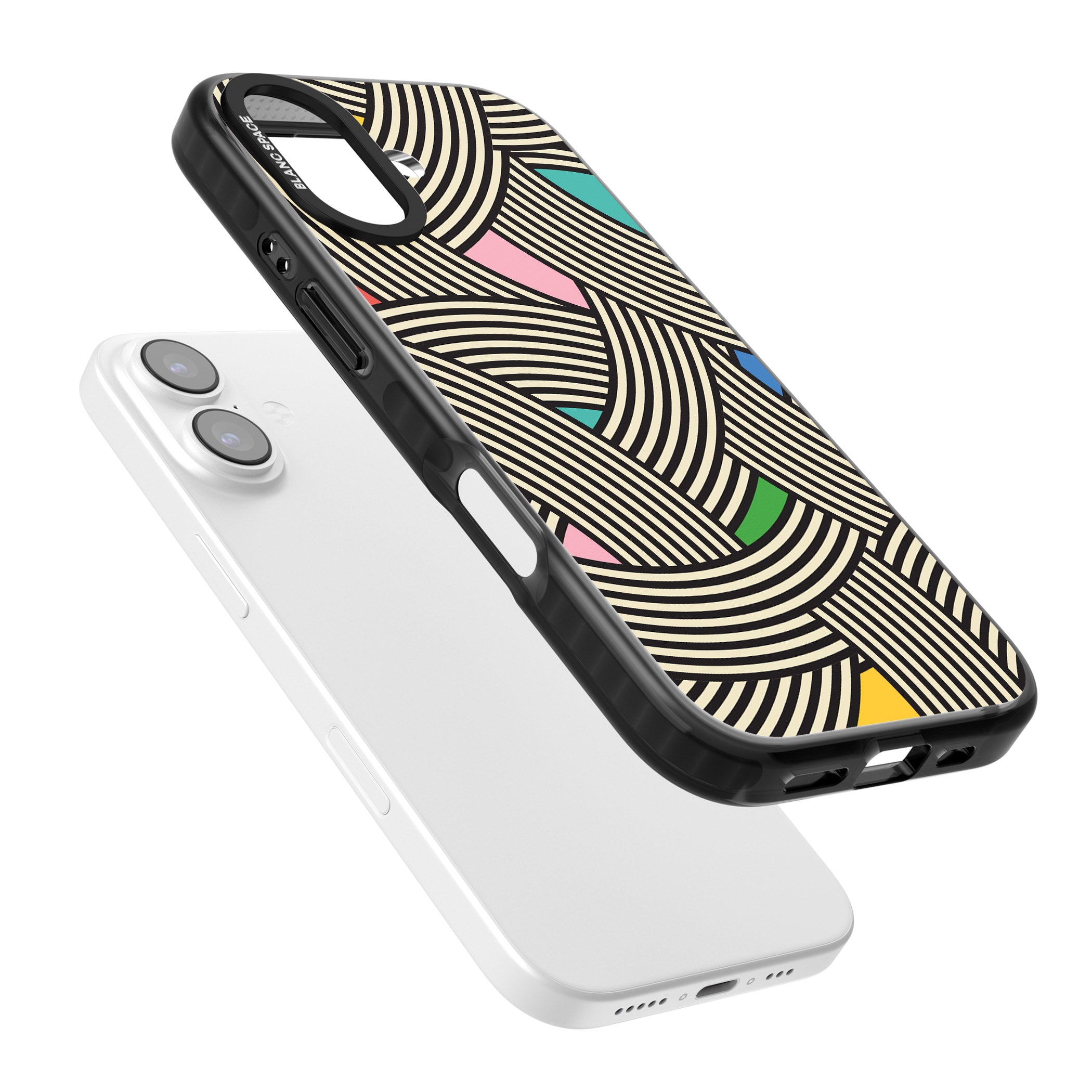 Multicolour Optic Waves iPhone 17 Impact Pro Black Phone Case Colours