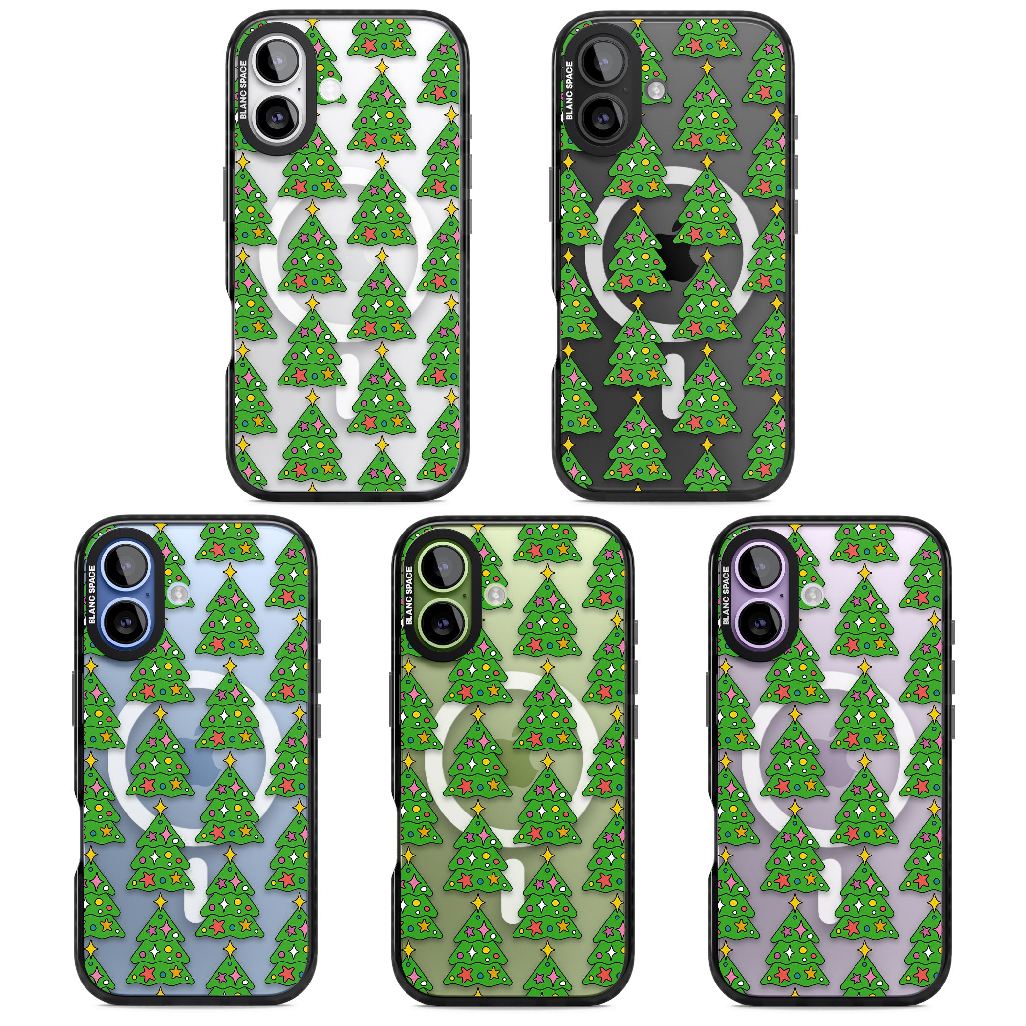 Christmas Tree Pattern (Clear) iPhone 17 Impact Pro Black Phone Case APT Impact Protection