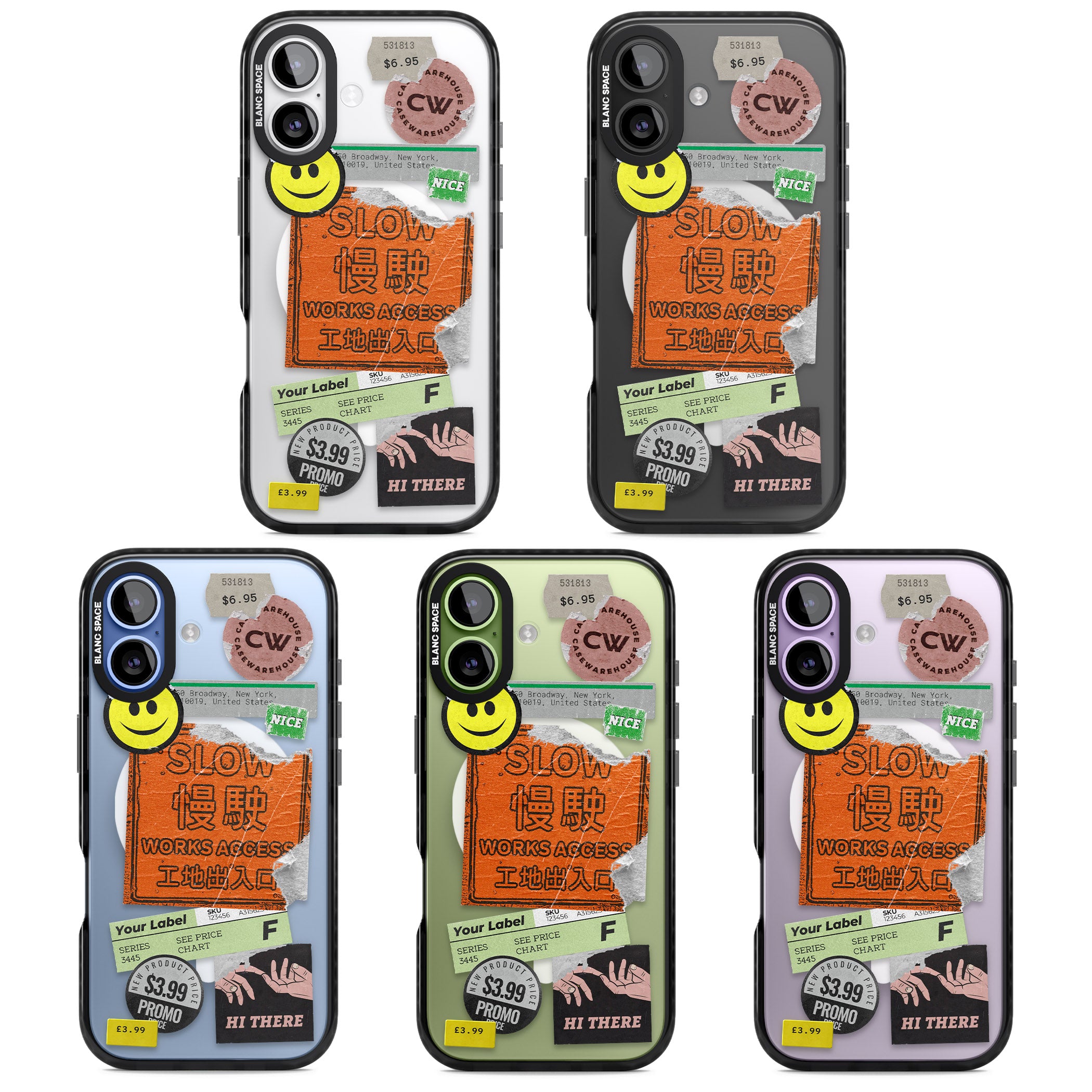 Kanji Signs Sticker Mix iPhone 17 Impact Pro Black Phone Case APT Impact Protection