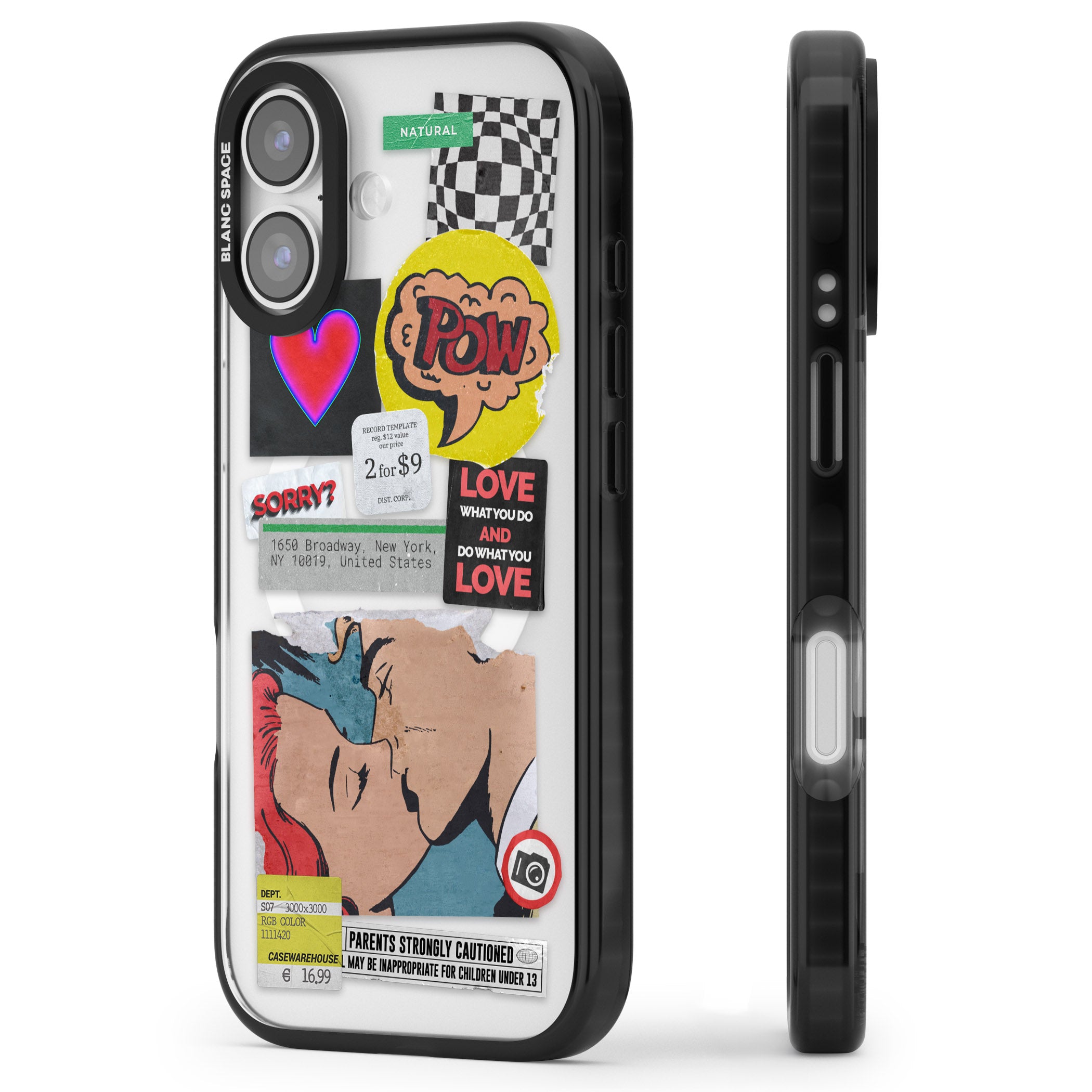 Retro Sticker Mix iPhone 17 Impact Pro Black Phone Case Side Profile
