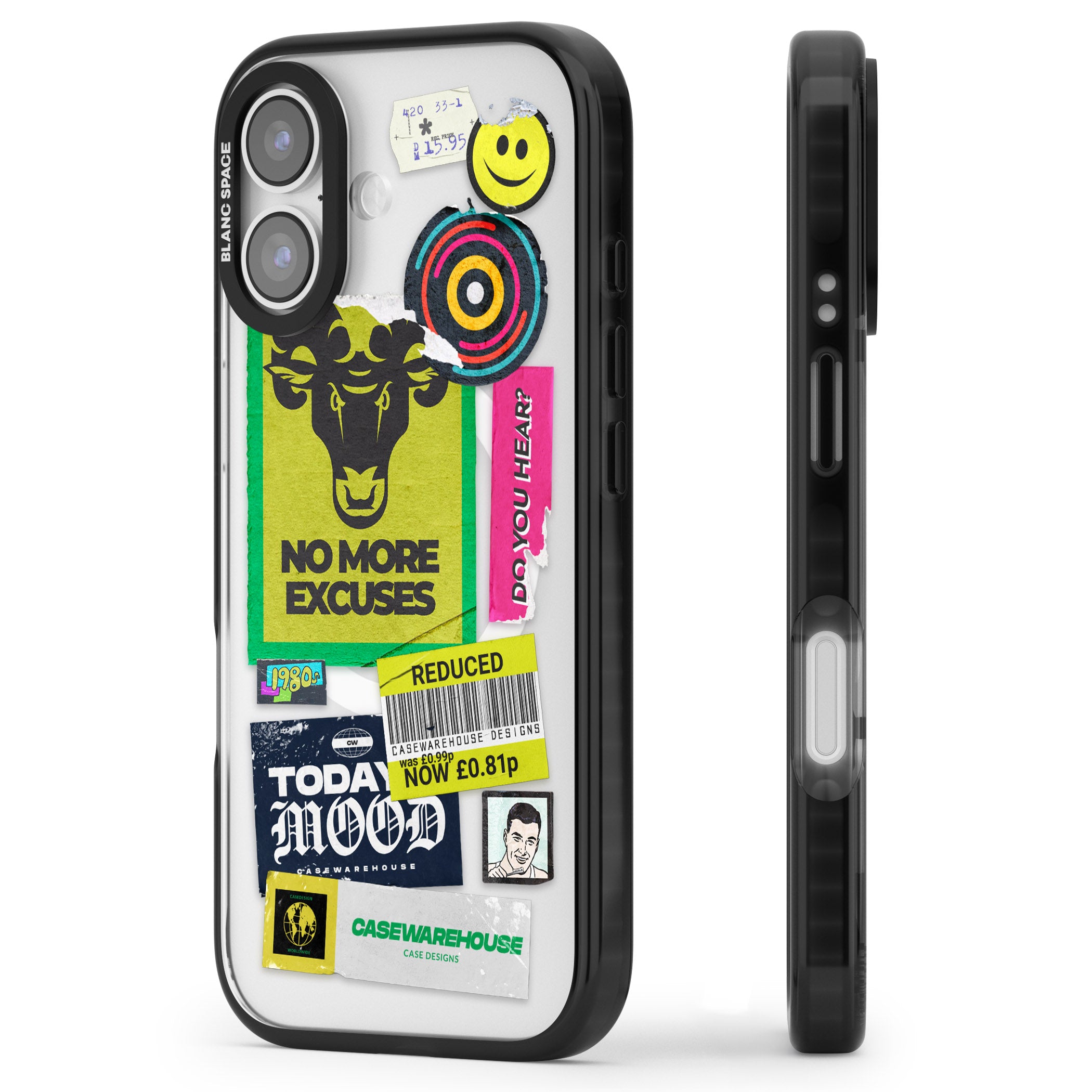 No More Excuses Sticker Mix iPhone 17 Impact Pro Black Phone Case Side Profile