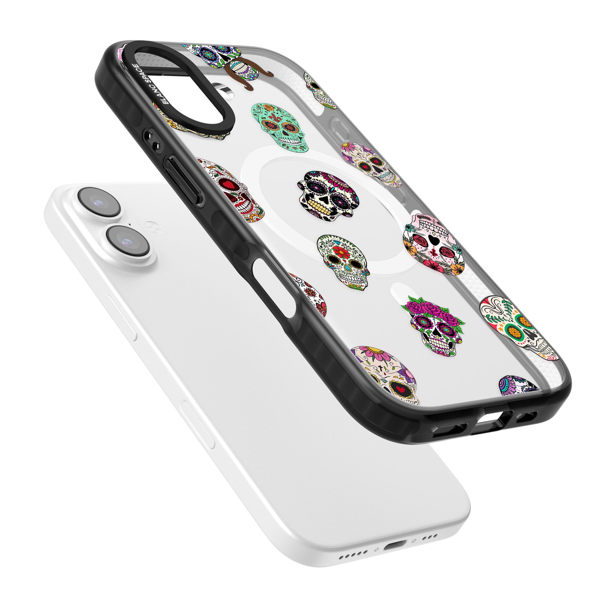 Mixed Sugar Skull Pattern iPhone 17 Impact Pro Black Phone Case Colours