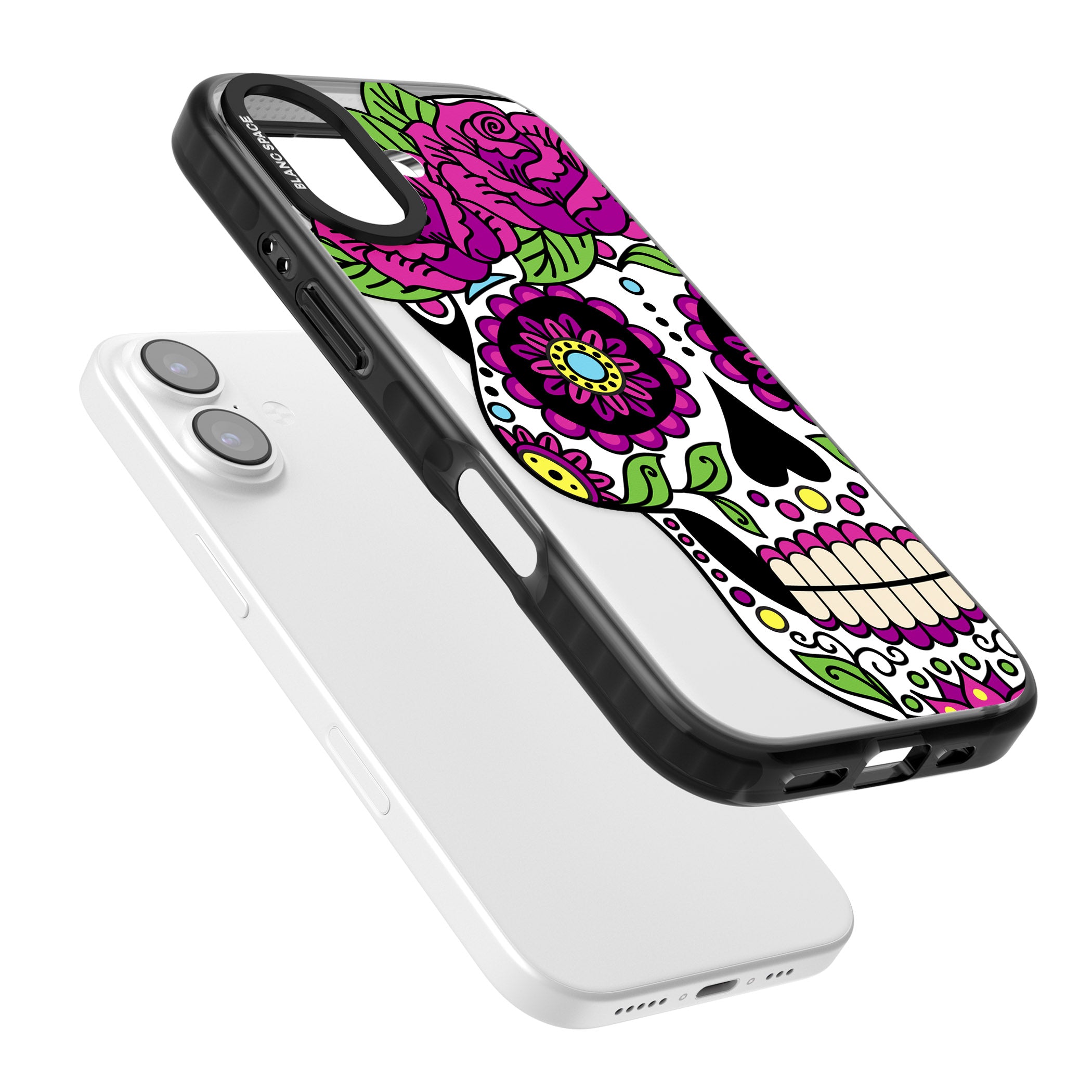 Purple Floral Sugar Skull iPhone 17 Impact Pro Black Phone Case Colours