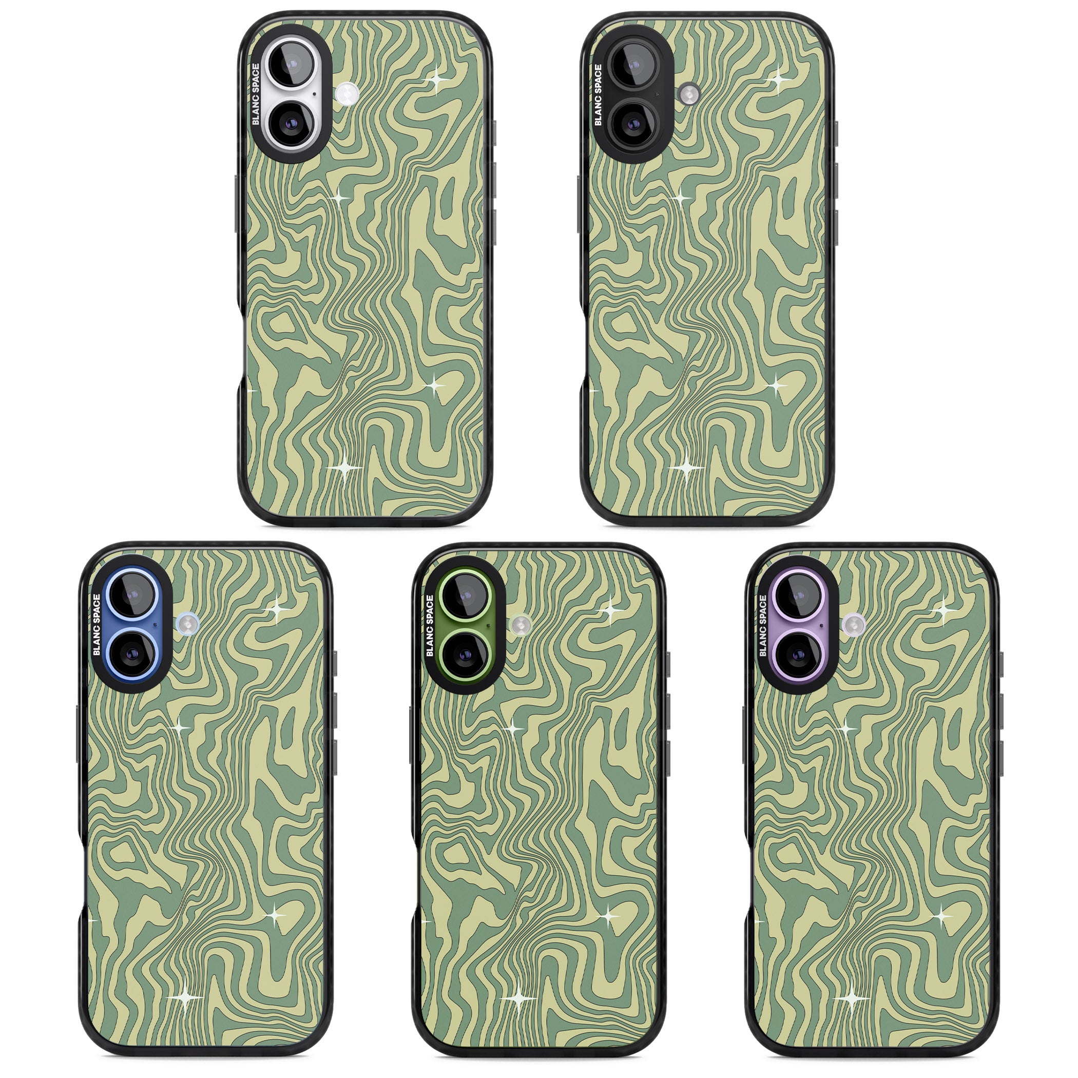 Green Abstract Wave iPhone 17 Impact Pro Black Phone Case APT Impact Protection