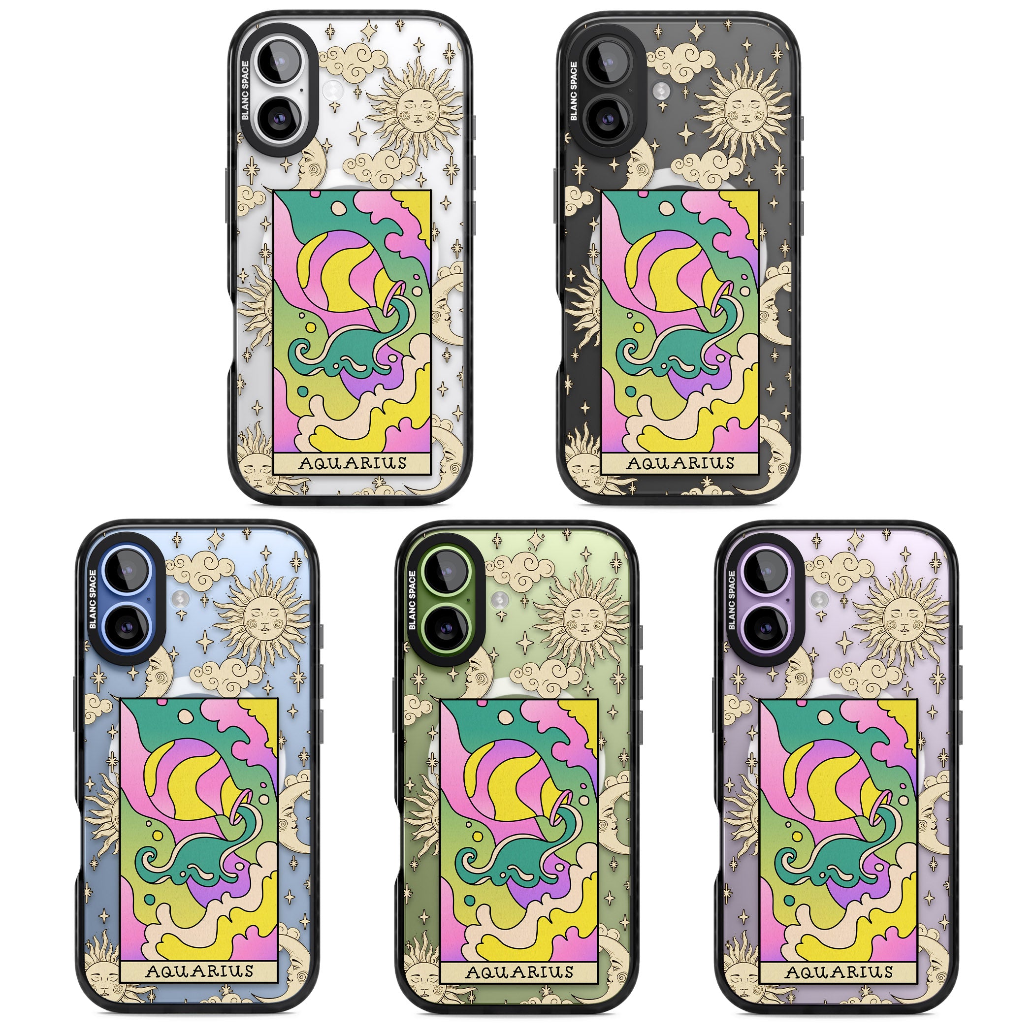 Celestial Zodiac Aquarius iPhone 17 Impact Pro Black Phone Case APT Impact Protection