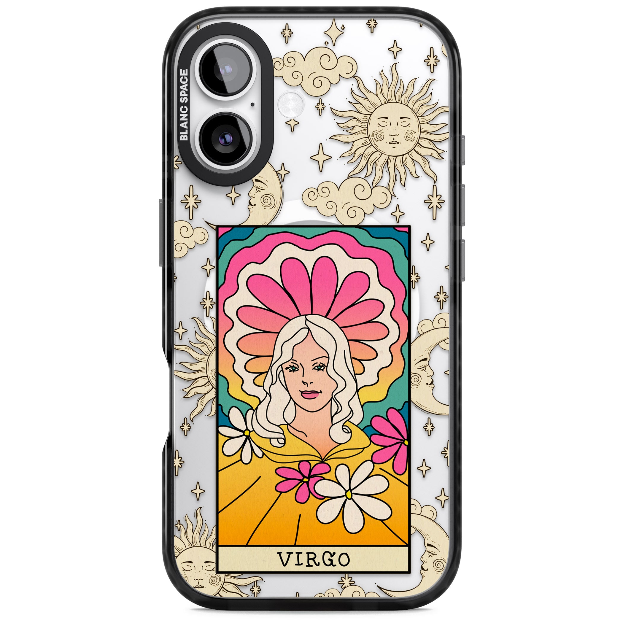 Celestial Zodiac Virgo iPhone 17 Impact Pro Black Phone Case