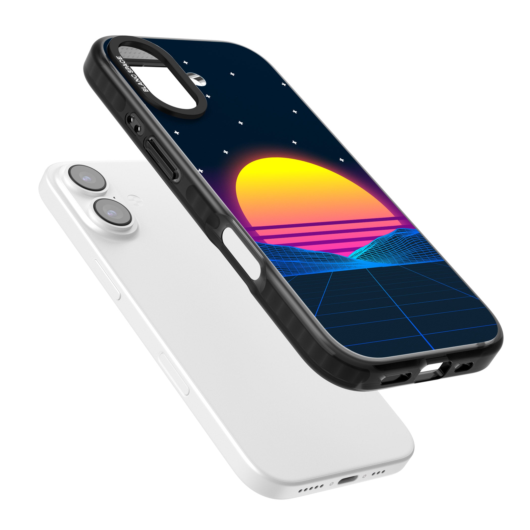 Retro Sunset Vaporwave iPhone 17 Impact Pro Black Phone Case Colours