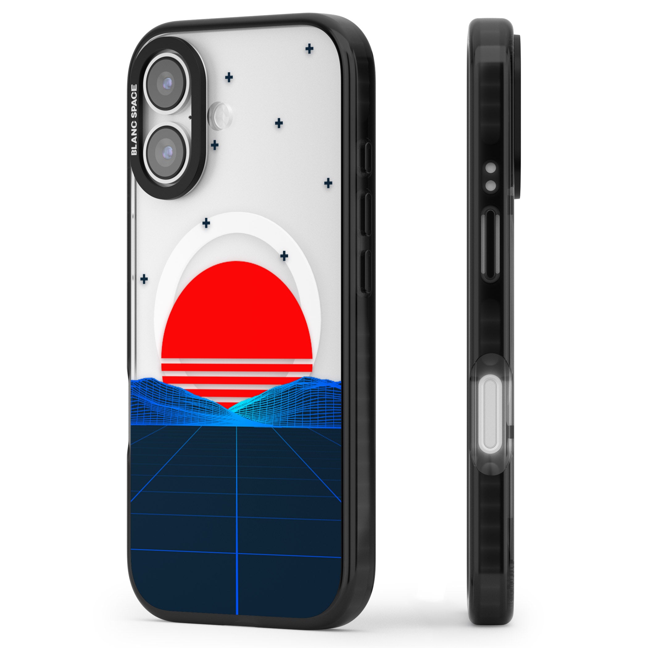 Japanese Sunset Vaporwave iPhone 17 Impact Pro Black Phone Case Side Profile