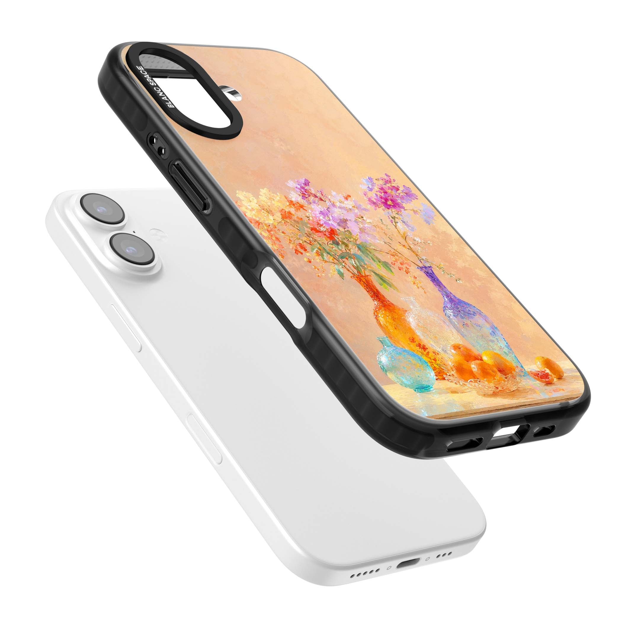 Peach Glass art iPhone case | Black Impact Magsafe case for iPhone 17