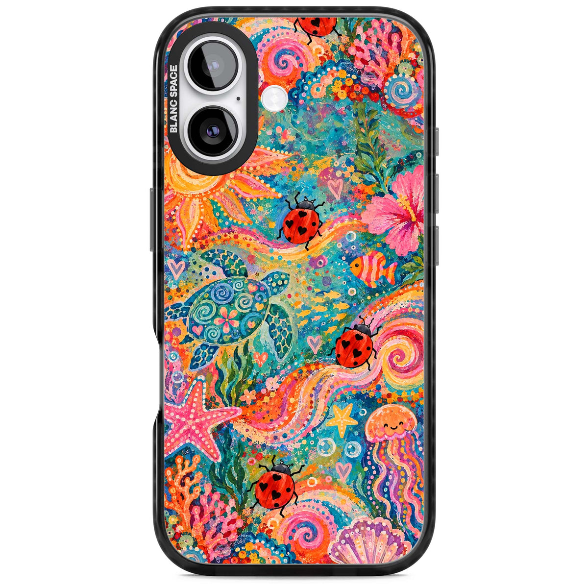 Coral Whimsy for her iPhone case | Black Impact Magsafe case for iPhone 17