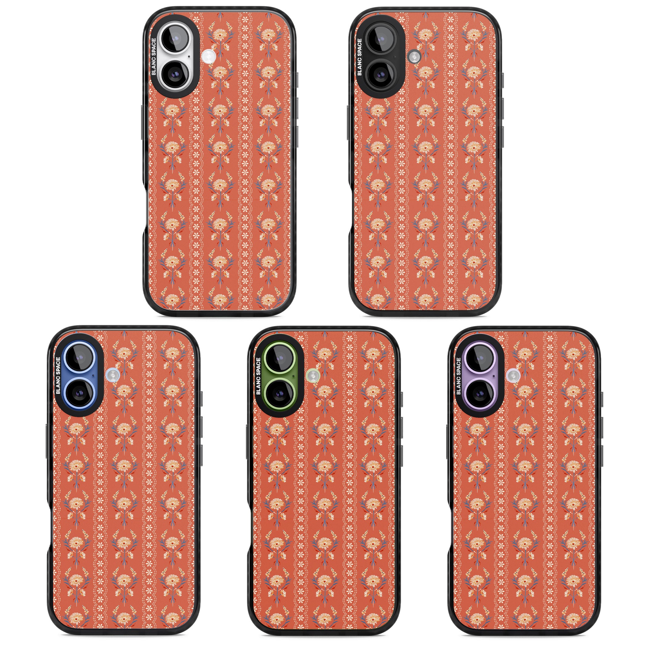 Vintage Terracotta Floral iPhone 17 Impact Pro Black Phone Case APT Impact Protection
