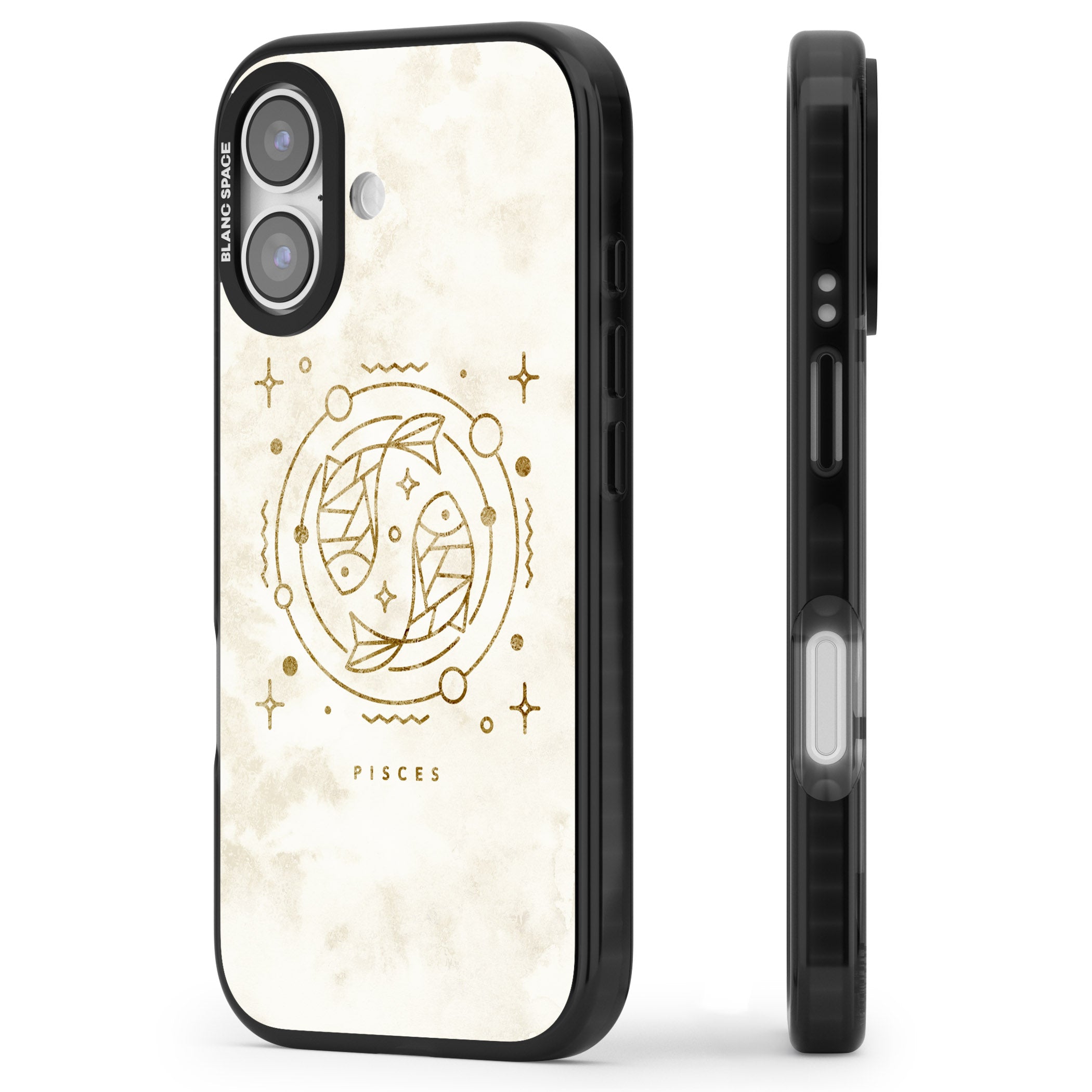 Pisces Emblem iPhone 17 Impact Pro Black Phone Case Side Profile