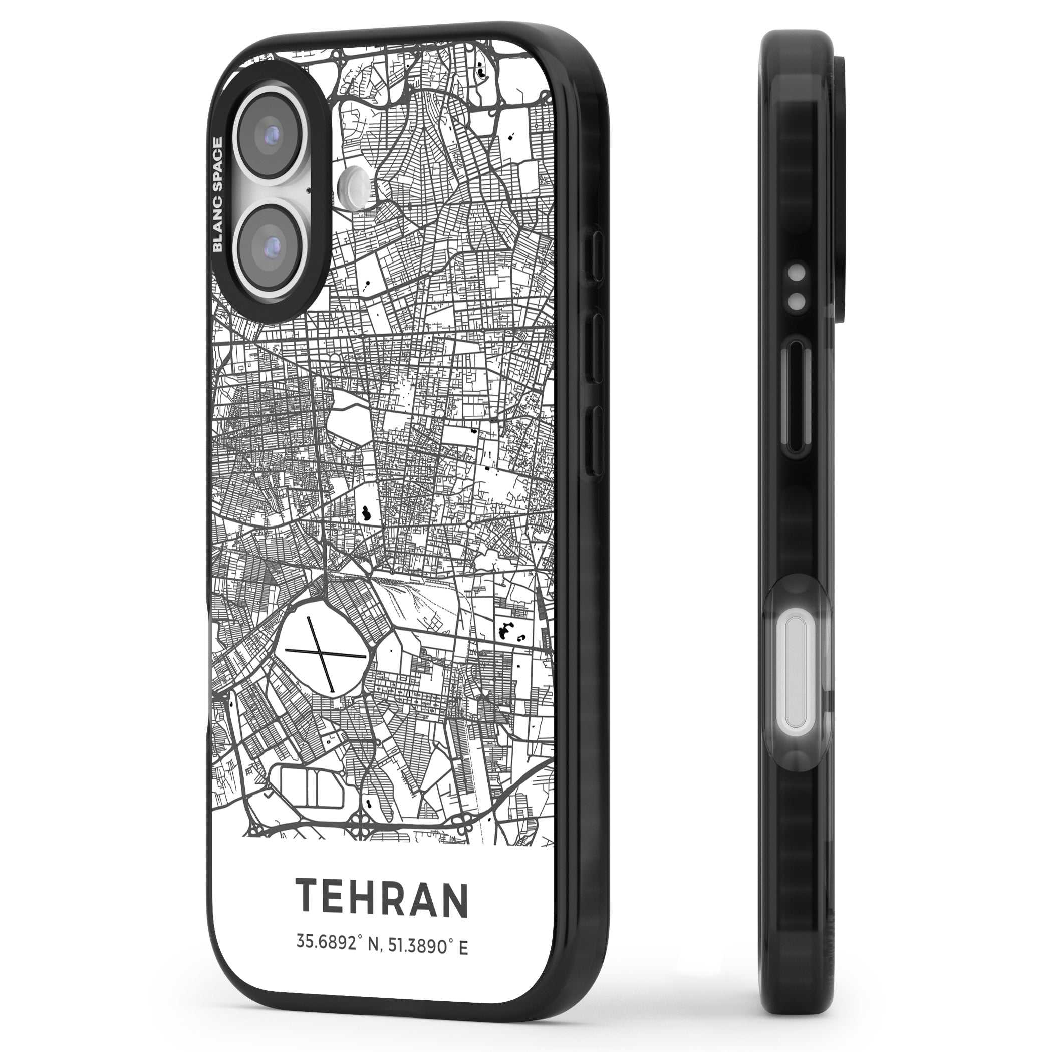 Tehran Map iPhone 17 Impact Black Phone Case Side Profile