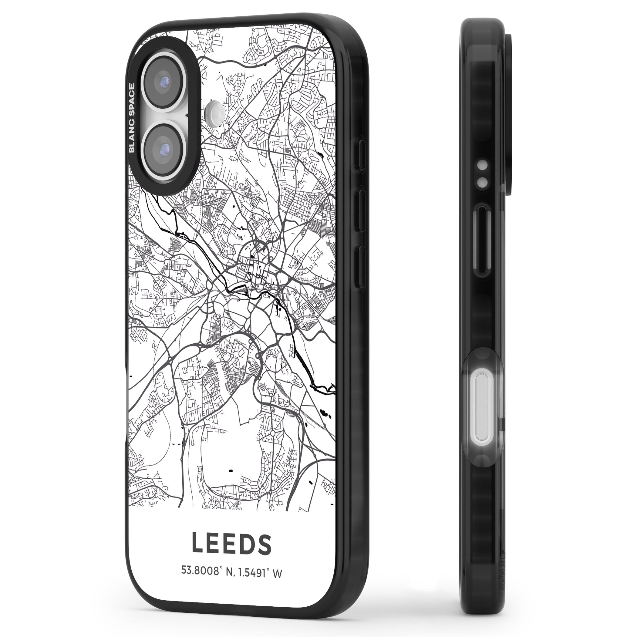 Leeds Map iPhone 17 Impact Black Phone Case Side Profile
