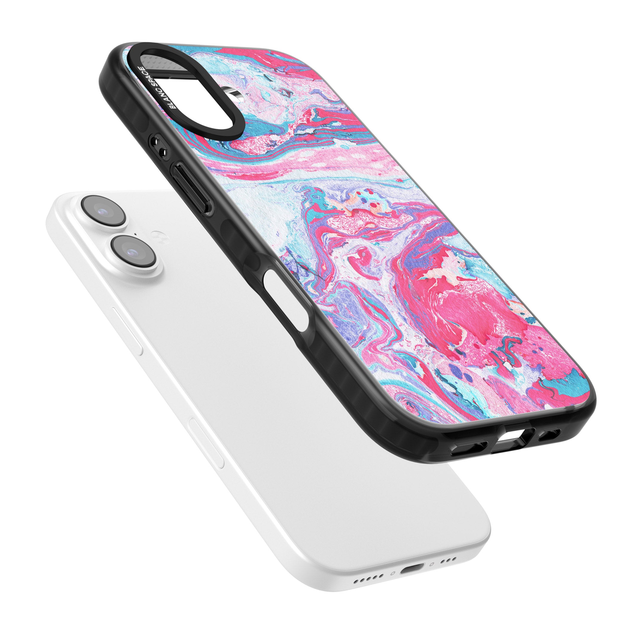 Pink, Blue & Purple Marbled Paper Pattern iPhone 17 Impact Black Phone Case Colours