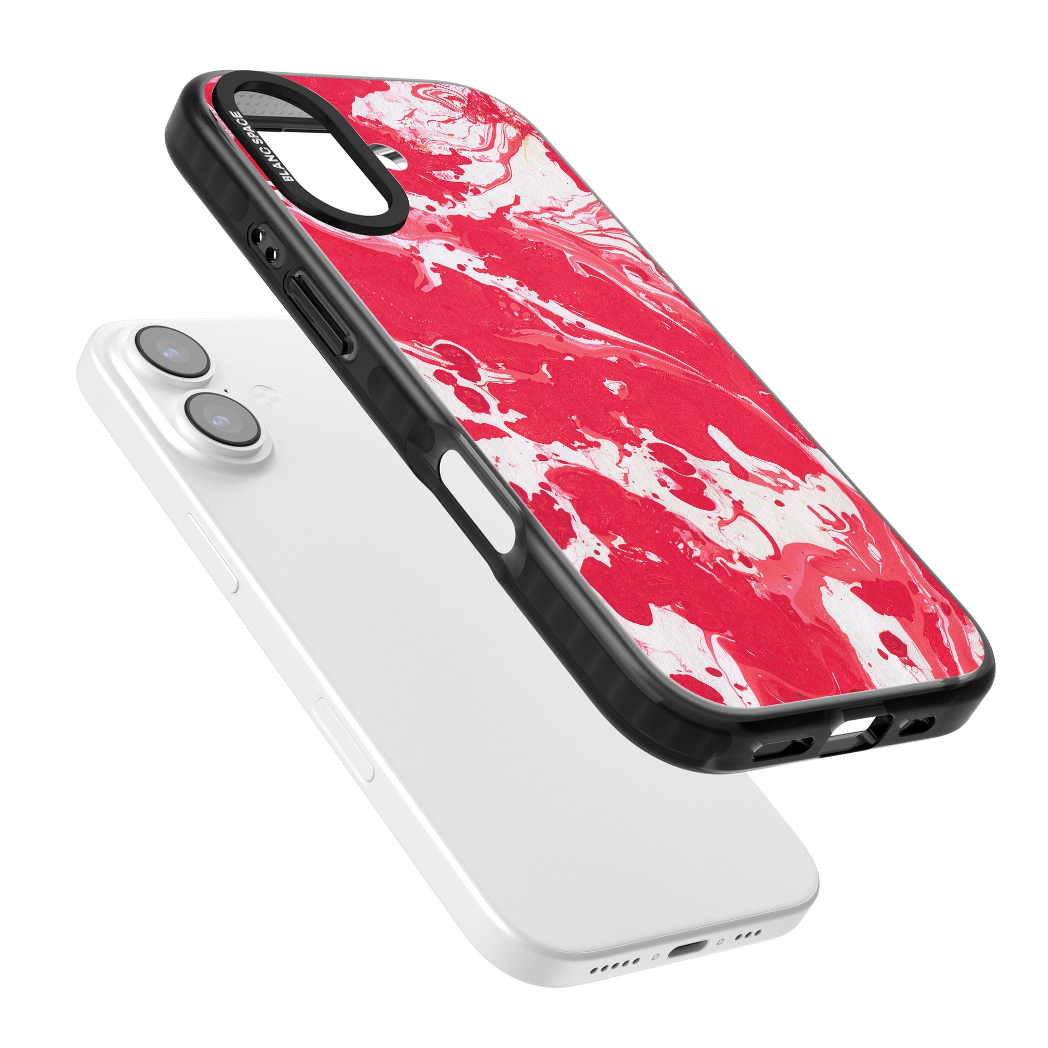 Red & White Marbled iPhone 17 Impact Black Phone Case Colours