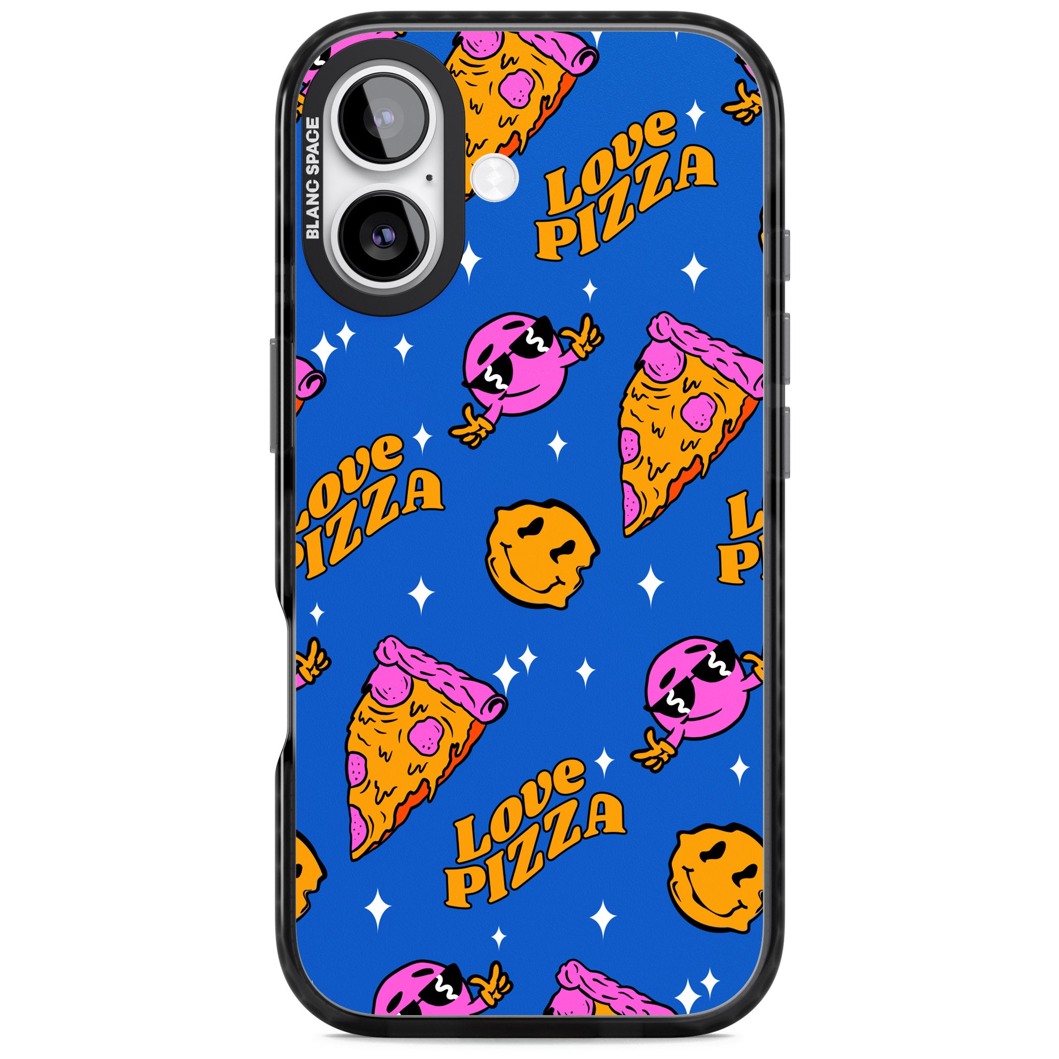 Psychedelic Love Pizza Pattern iPhone 17 Impact Black Phone Case