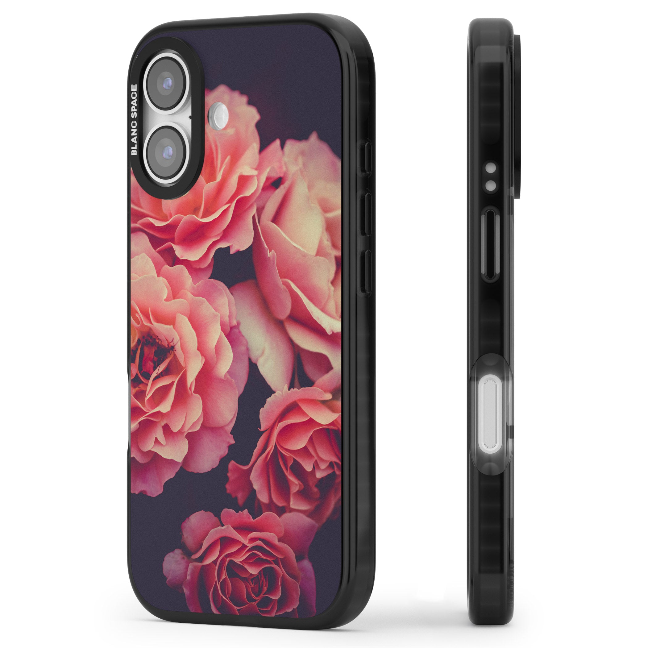 Midnight Rose Bloom iPhone 17 Impact Black Phone Case Side Profile