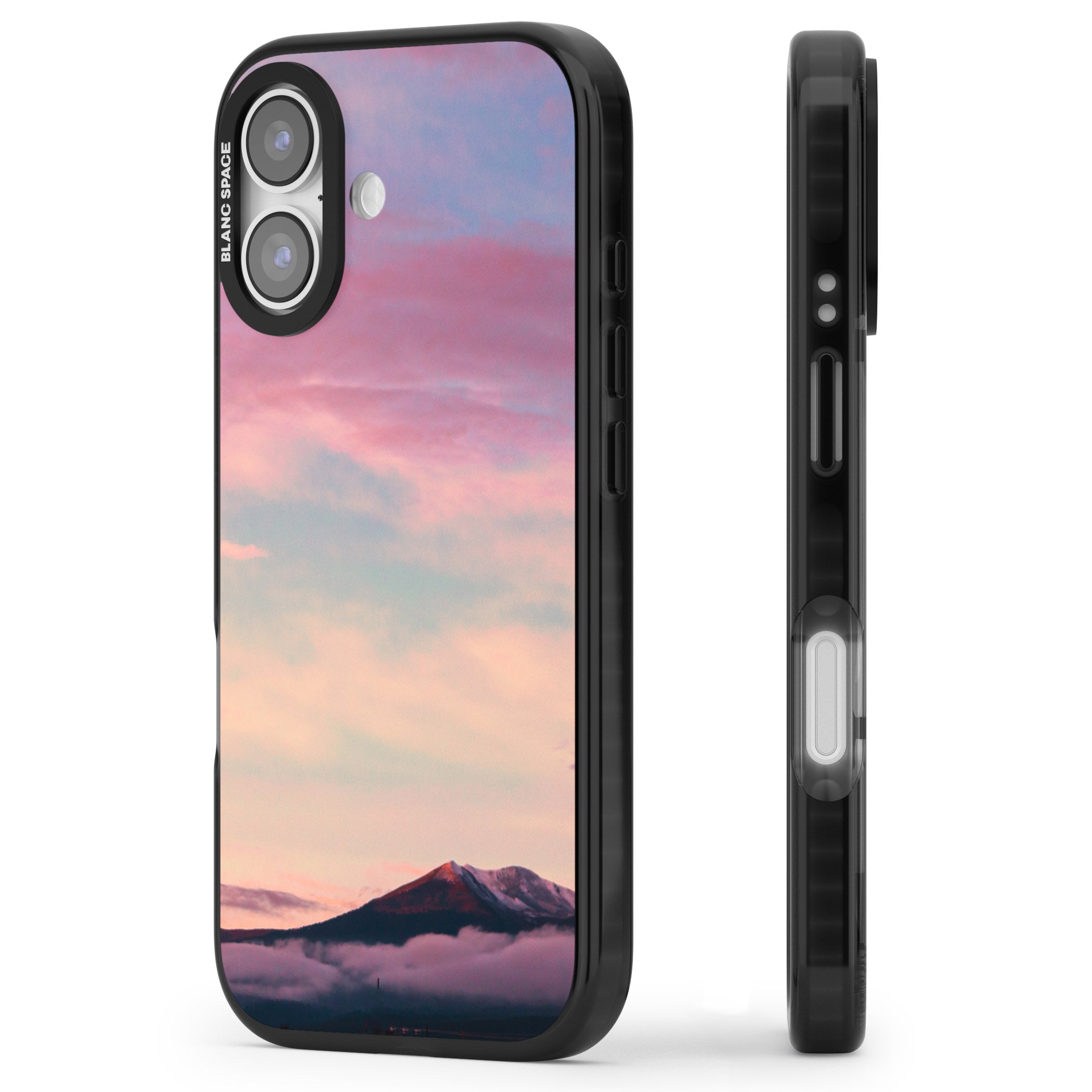 Pastel Mountain Sunset iPhone 17 Impact Black Phone Case Side Profile