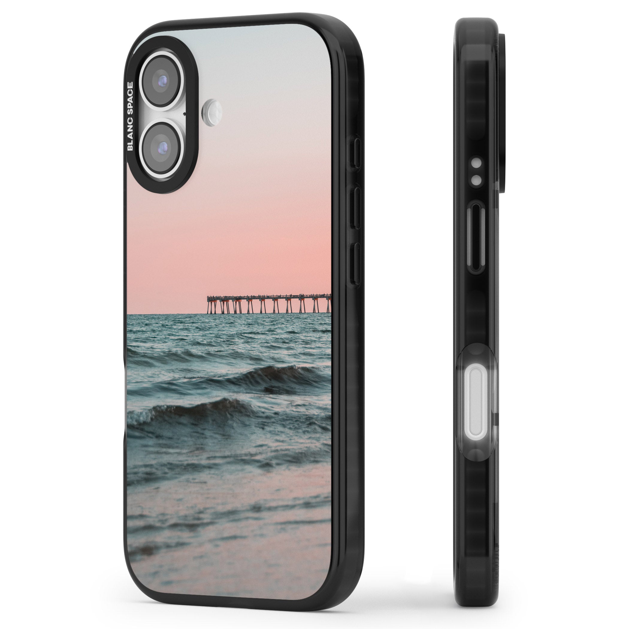 Sunset Pier iPhone 17 Impact Black Phone Case Side Profile