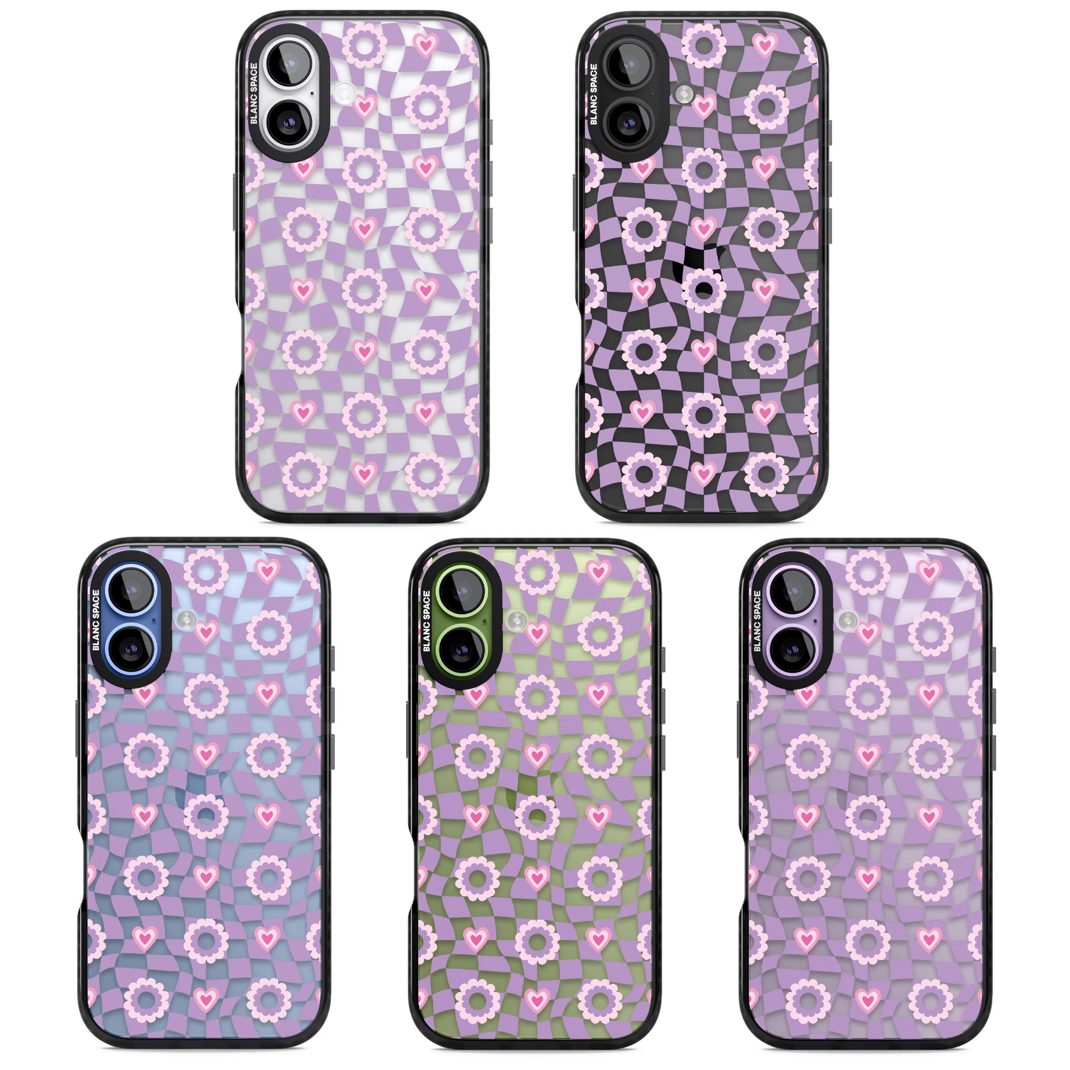 Checkered Love Pattern iPhone 17 Impact Black Phone Case APT Impact Protection