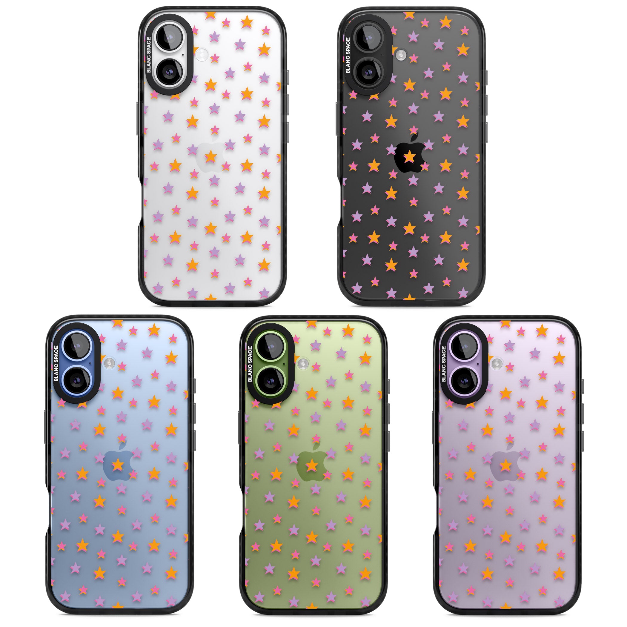 Spangling Stars Pattern iPhone 17 Impact Black Phone Case APT Impact Protection