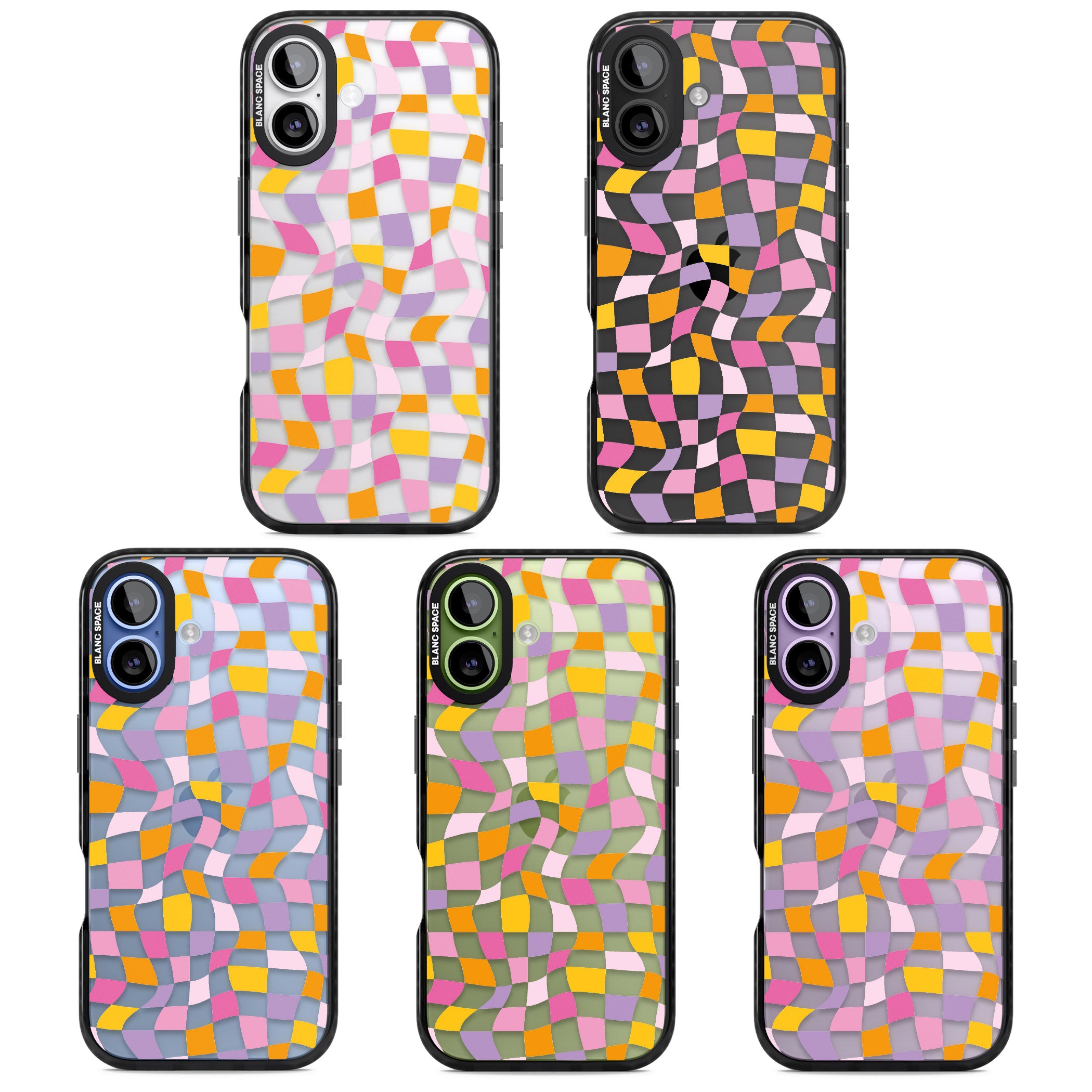 Wonky Squares Pattern iPhone 17 Impact Black Phone Case APT Impact Protection