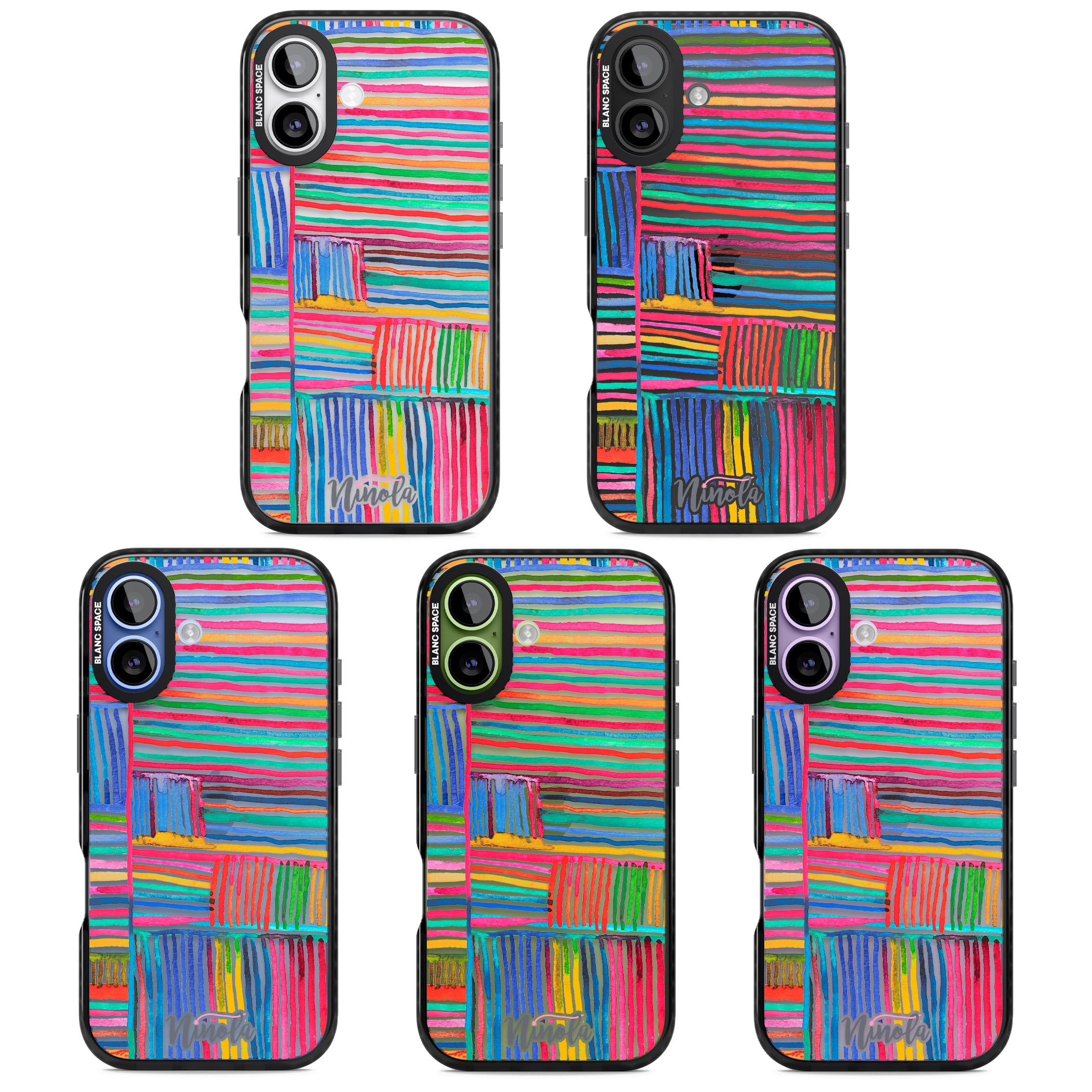 Vibrant Watercolor Lines iPhone 17 Impact Black Phone Case APT Impact Protection