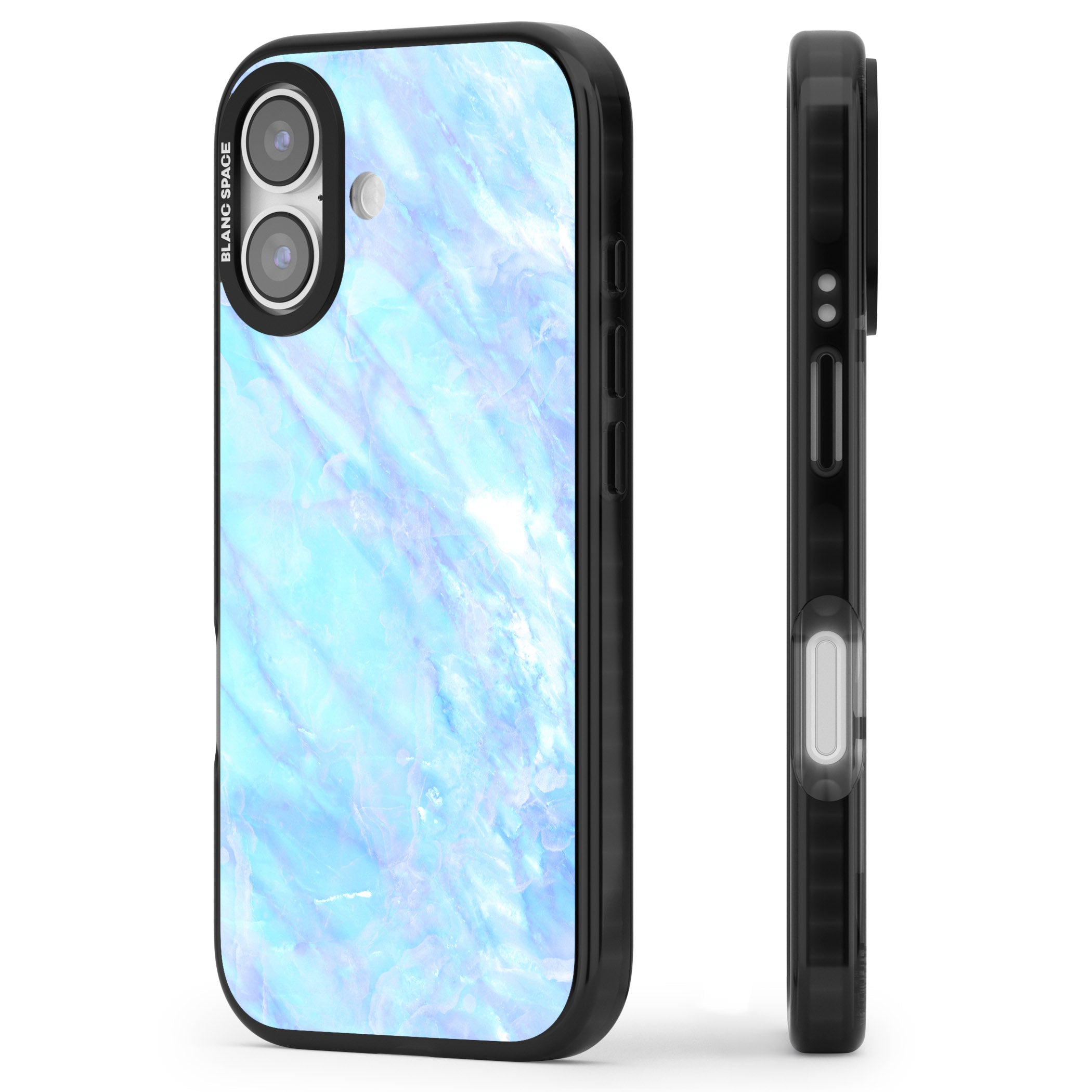 Iridescent Crystal Marble iPhone 17 Impact Black Phone Case Side Profile