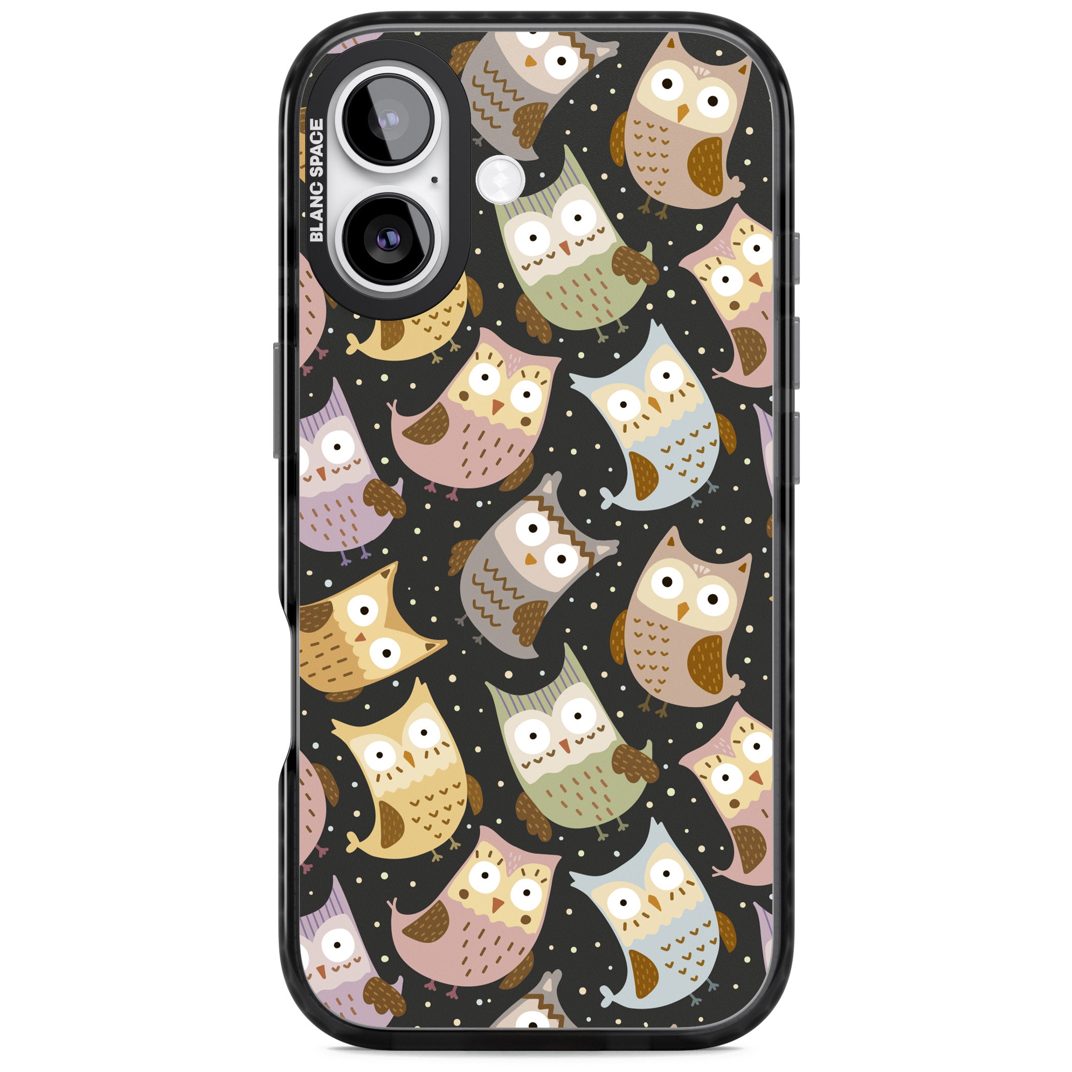 Cute Owl Pattern iPhone 17 Impact Black Phone Case