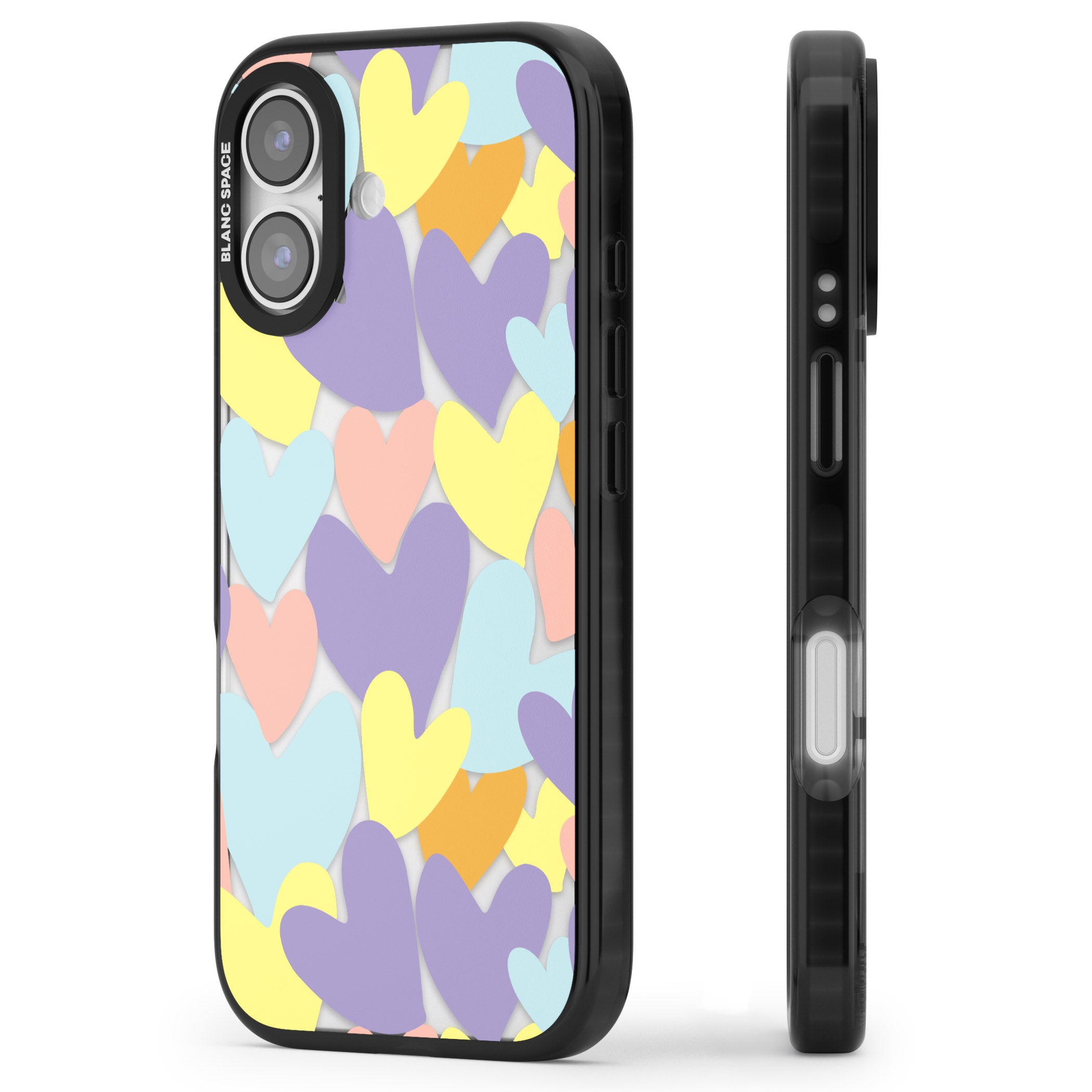 Pastel Hearts iPhone 17 Impact Black Phone Case Side Profile