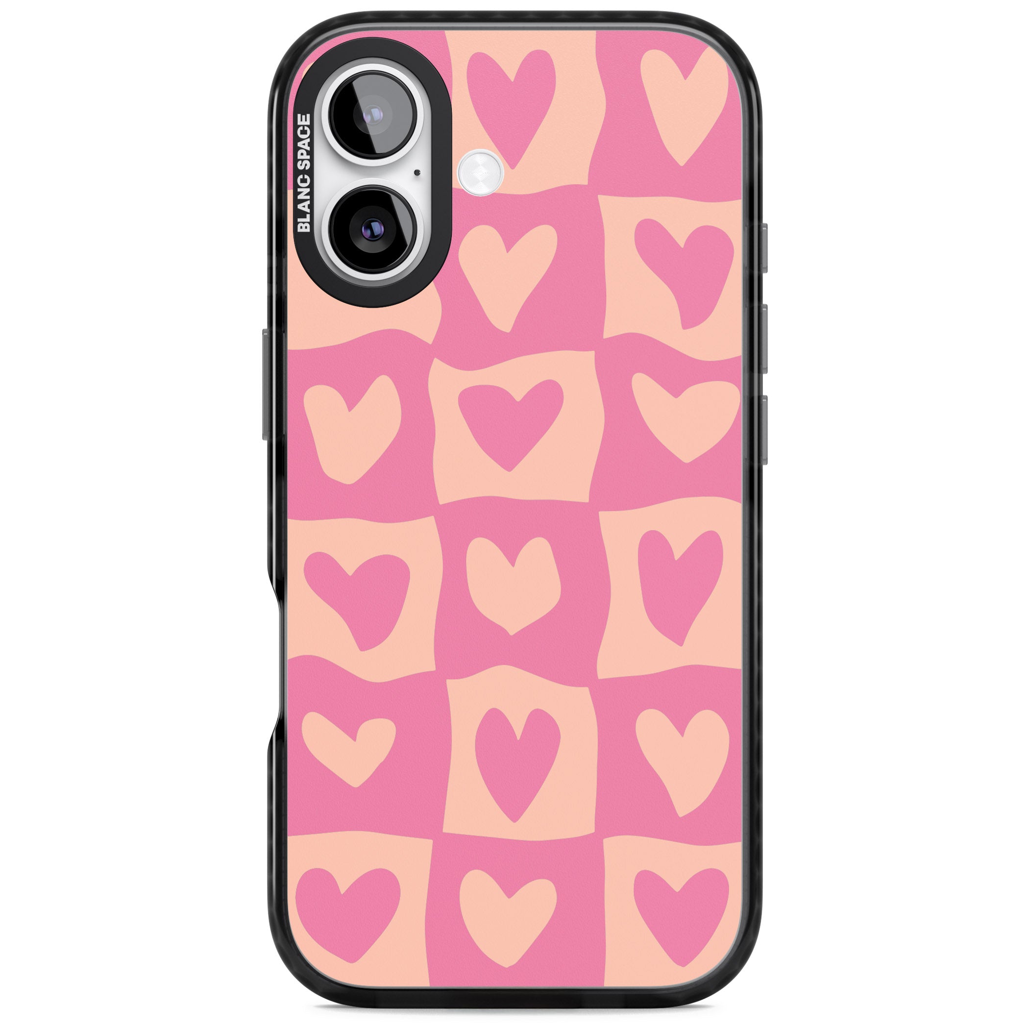 Pink Wavy Checked Hearts iPhone 17 Impact Black Phone Case