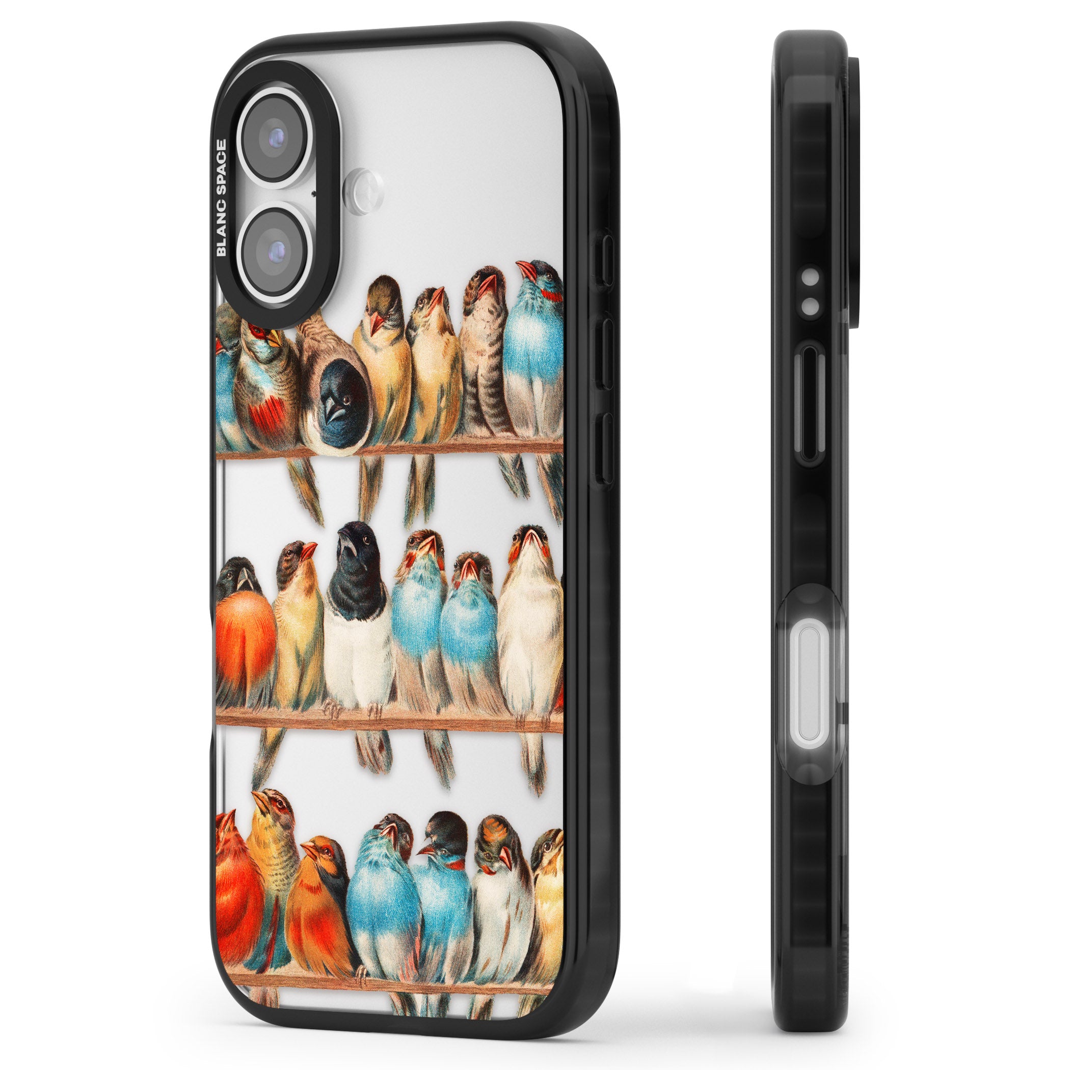 A Perch Of Birds iPhone 17 Impact Black Phone Case Side Profile