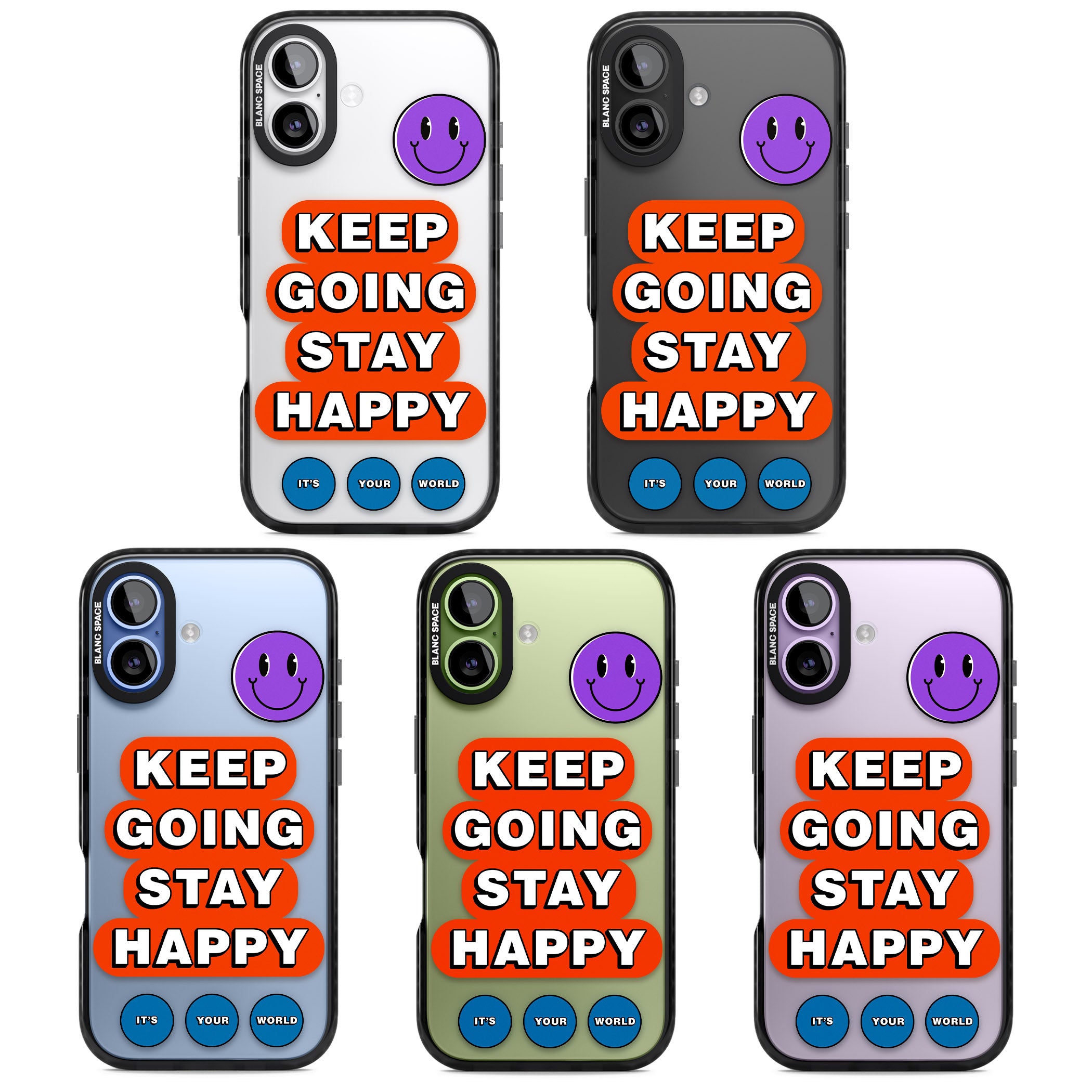 Keep Going Stay Happy iPhone 17 Impact Black Phone Case APT Impact Protection