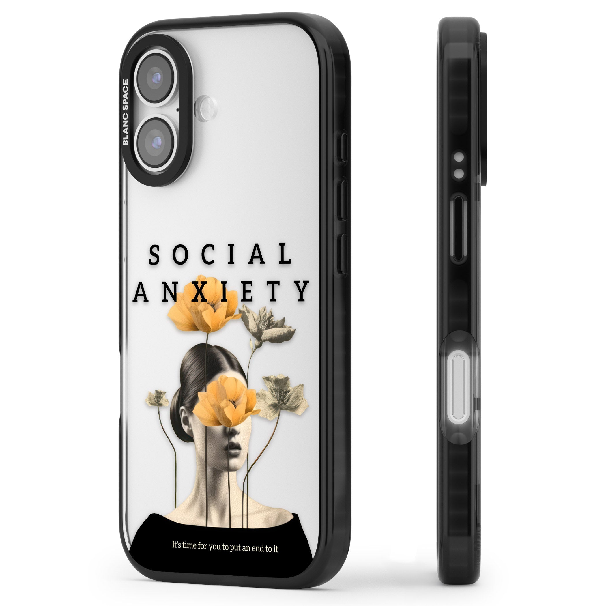Social Anxiety iPhone 17 Impact Black Phone Case Side Profile
