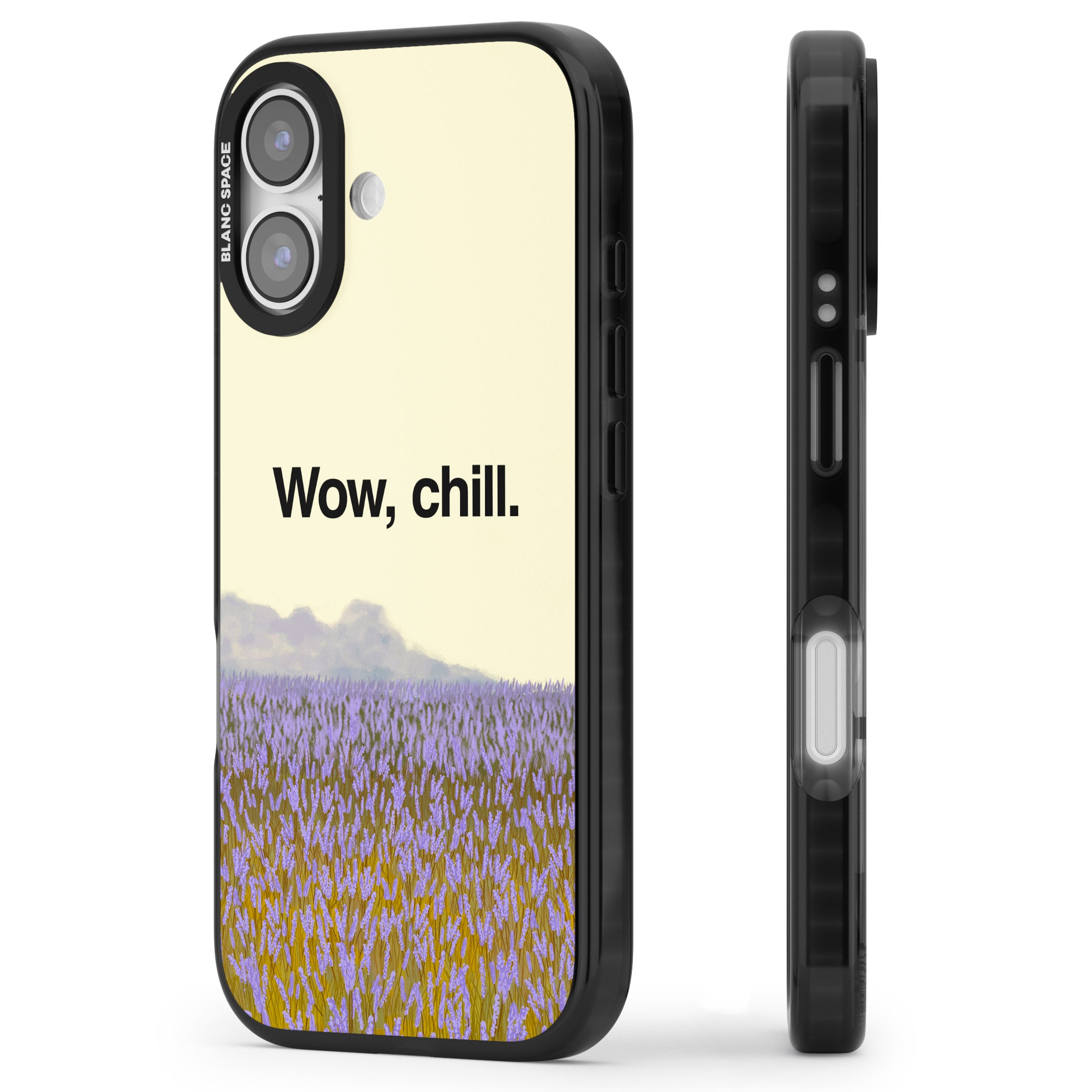 Wow, Chill iPhone 17 Impact Black Phone Case Side Profile