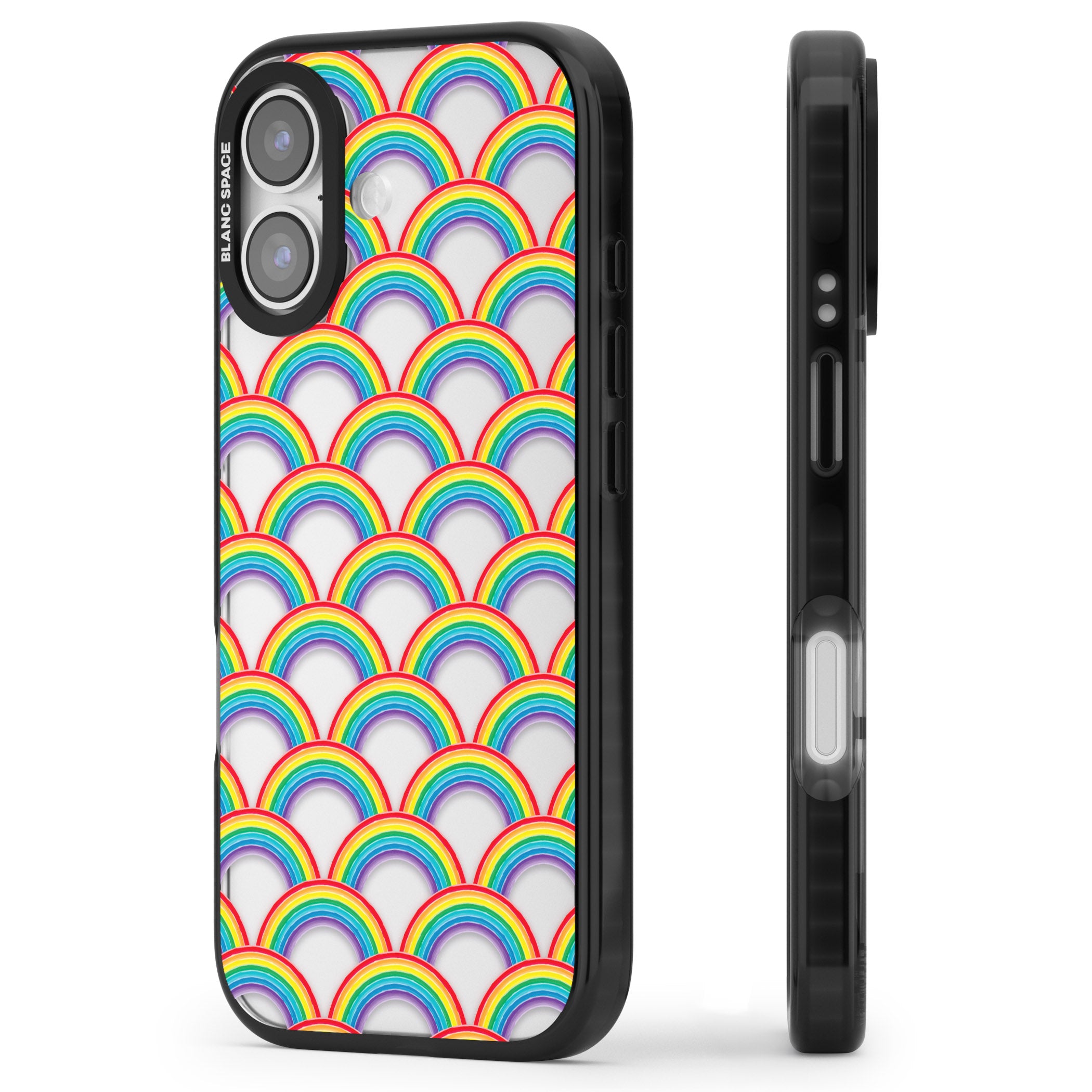 Rainbow Arc Pattern iPhone 17 Impact Black Phone Case Side Profile