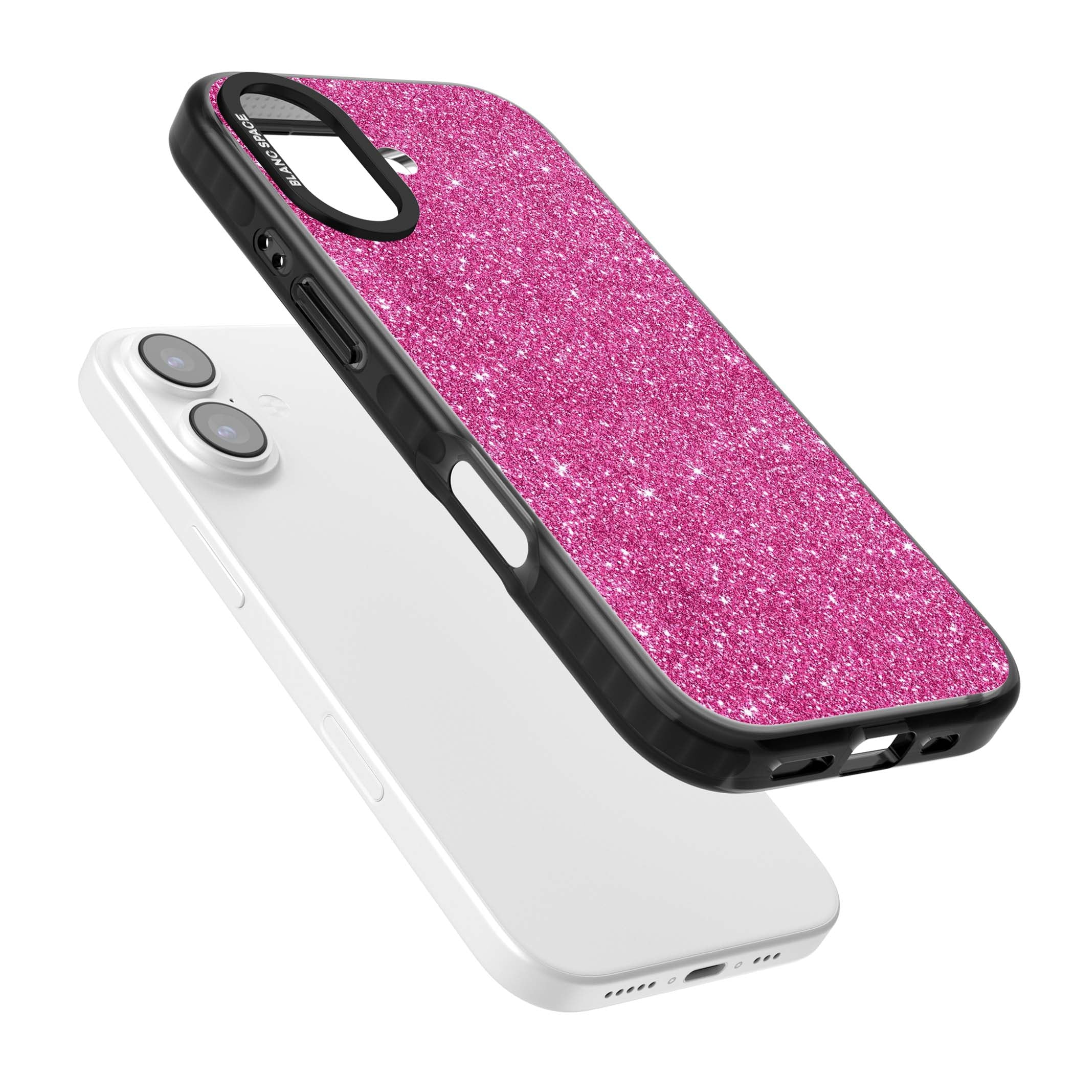 Pink Glitter Y2K iPhone case featuring hot pink glitter wallpaper with sparkle shimmer effect | Clear Impact case for iPhone 17